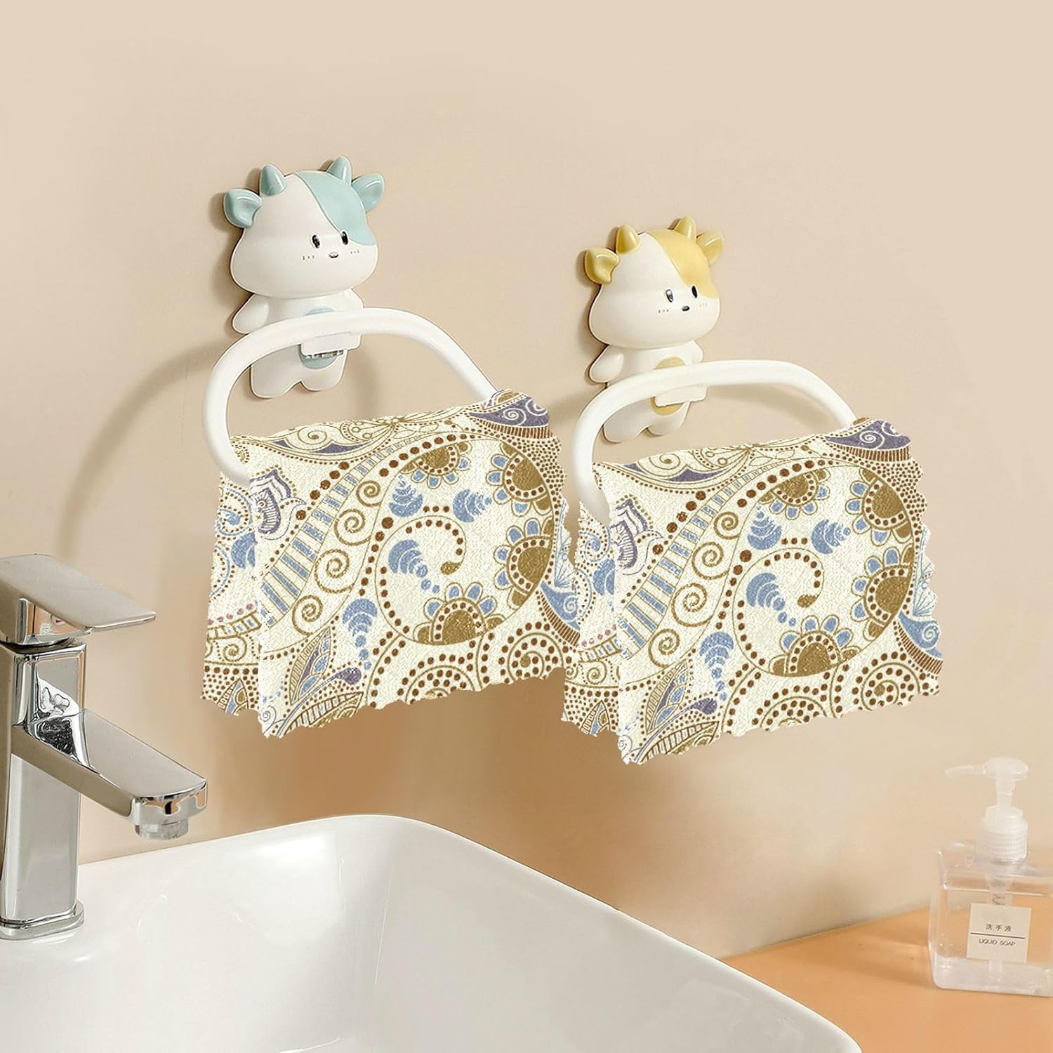 Light Floral Contemporary 6 Pack Absorbent Kitchen Microfiber Towels Decorative Cotton Car Drying Towels for Countertop Oven