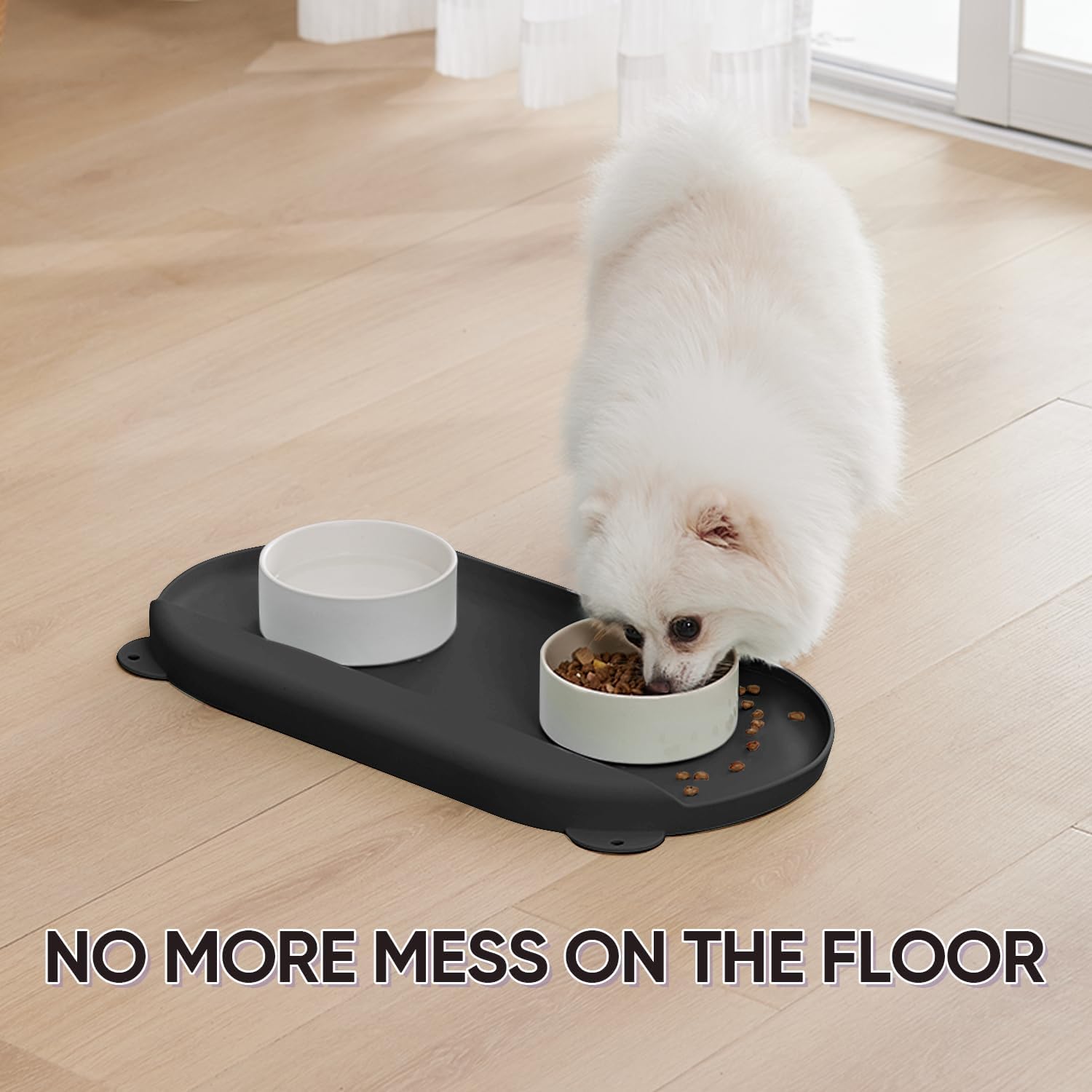 Tapete de comida para perros y gatos, fácil de limpiar, apto para lavavajillas, de silicona, impermeable, con borde alto, tapete antideslizante