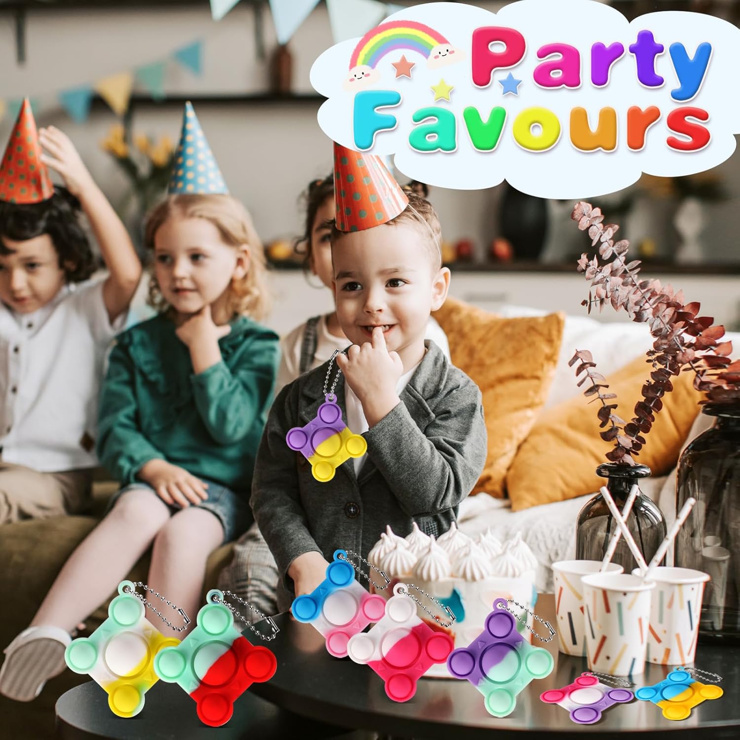Paquete de 32 juguetes para ansiedad pequeños y grandes para reventar, recuerdos de fiesta, juguetes sensoriales de silicona para apretar, juguetes