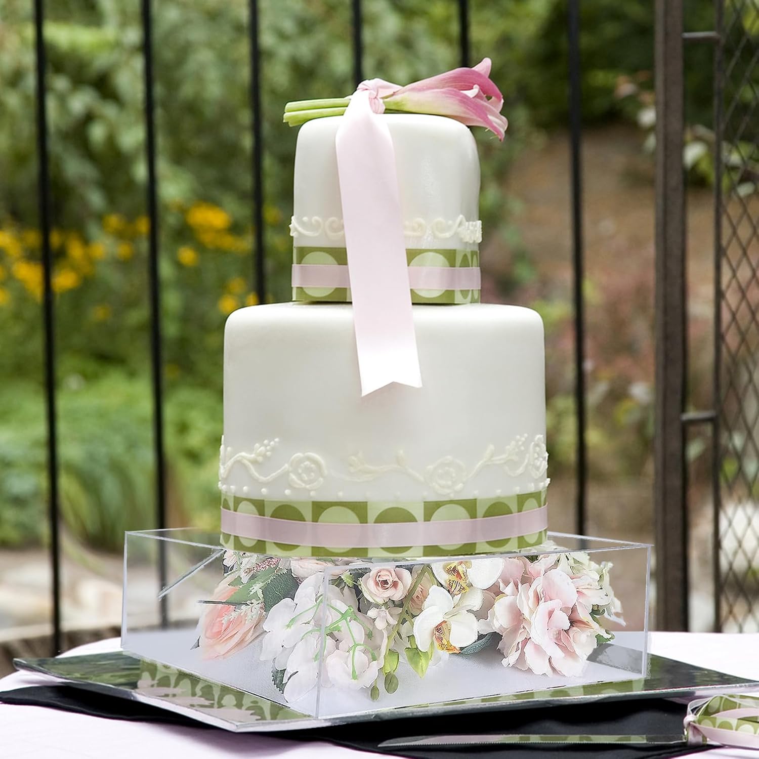 2 soportes de acrílico transparente para tartas con luces LED, soporte para tartas, estante para tartas, estante cuadrado para tartas, para bodas,
