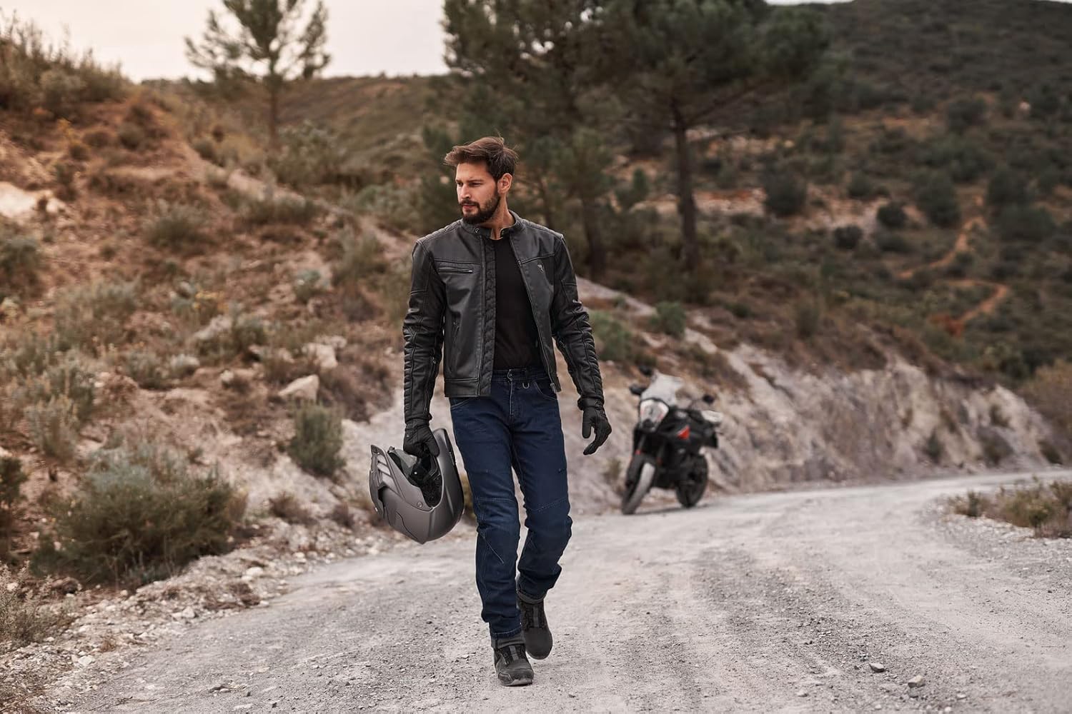 SHIMA WINCHESTER 2.0 – Chaqueta de motociclista clásica de cuero con espalda CE, hombros y codos
