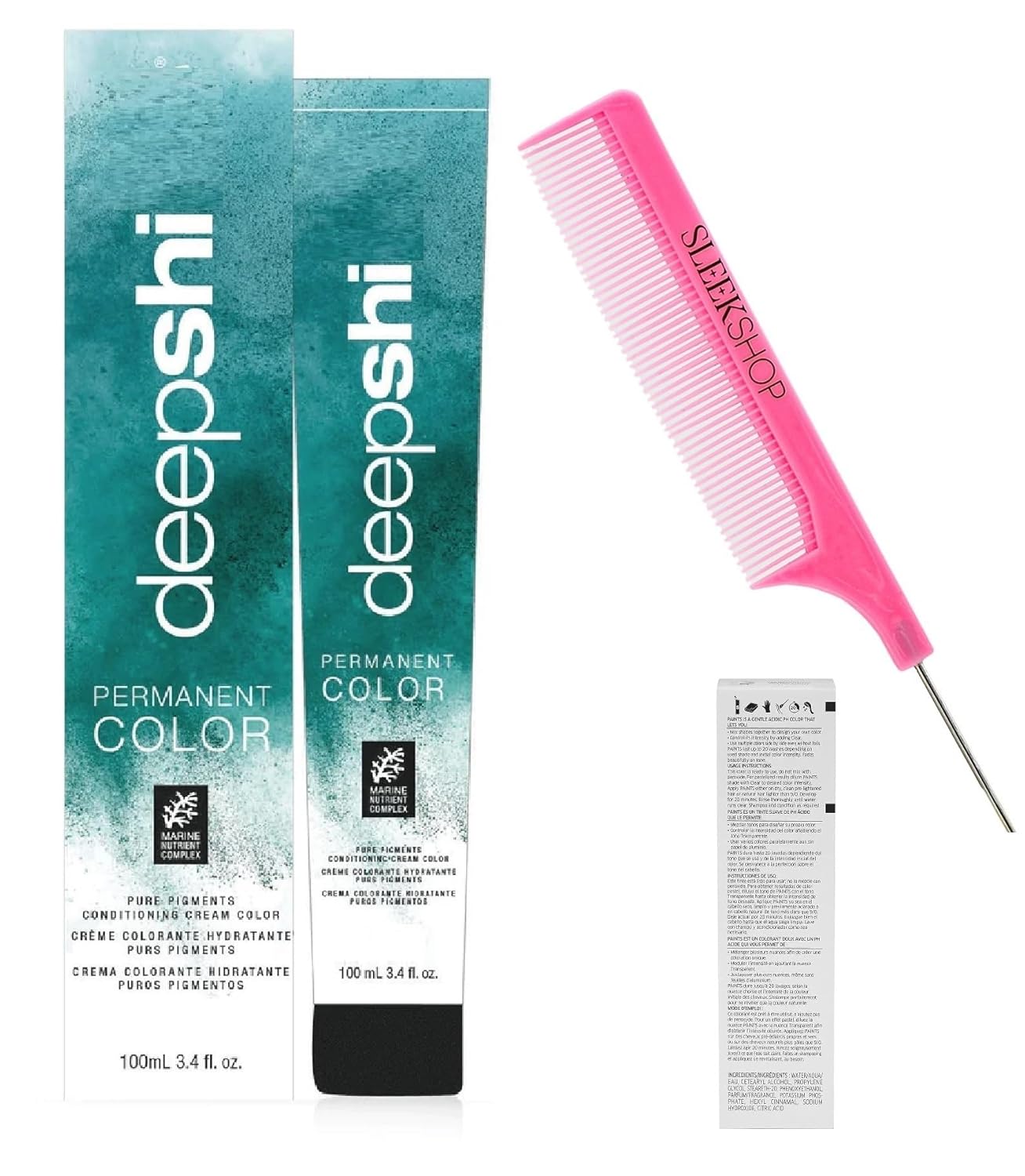 boem SIeekshop Comb + Dlass Knife – Tinte permanente para el cabello en crema 081823 (con peine rosado) brillo crema tinte para el cabello, 4.000NC