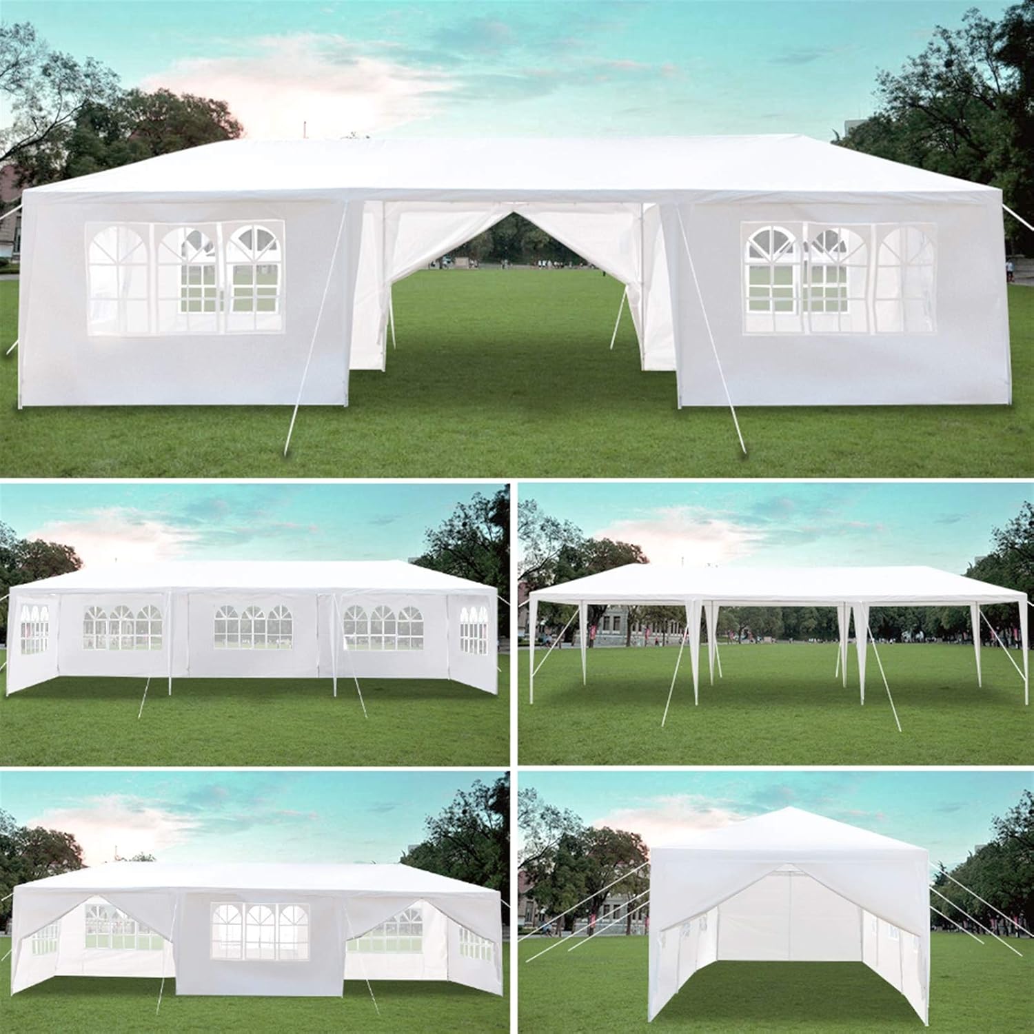 Goxowo Party Tent Outdoor Gazebo – 10×30 Heavy Duty Canopy Tent Portable Shade Canopy Patio Camping Gazebo with 8 Sides Wall,White Tents Sun Shelter