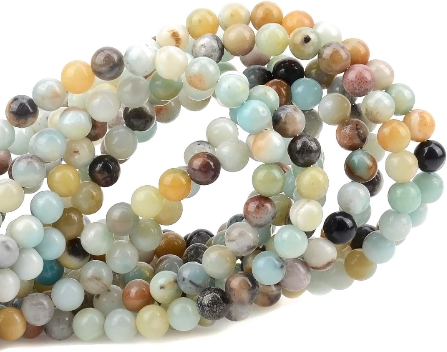 Cuentas de cristal natural con piedras preciosas redondas sueltas de curación de energía con cordón elástico de cristal para hacer joyas.