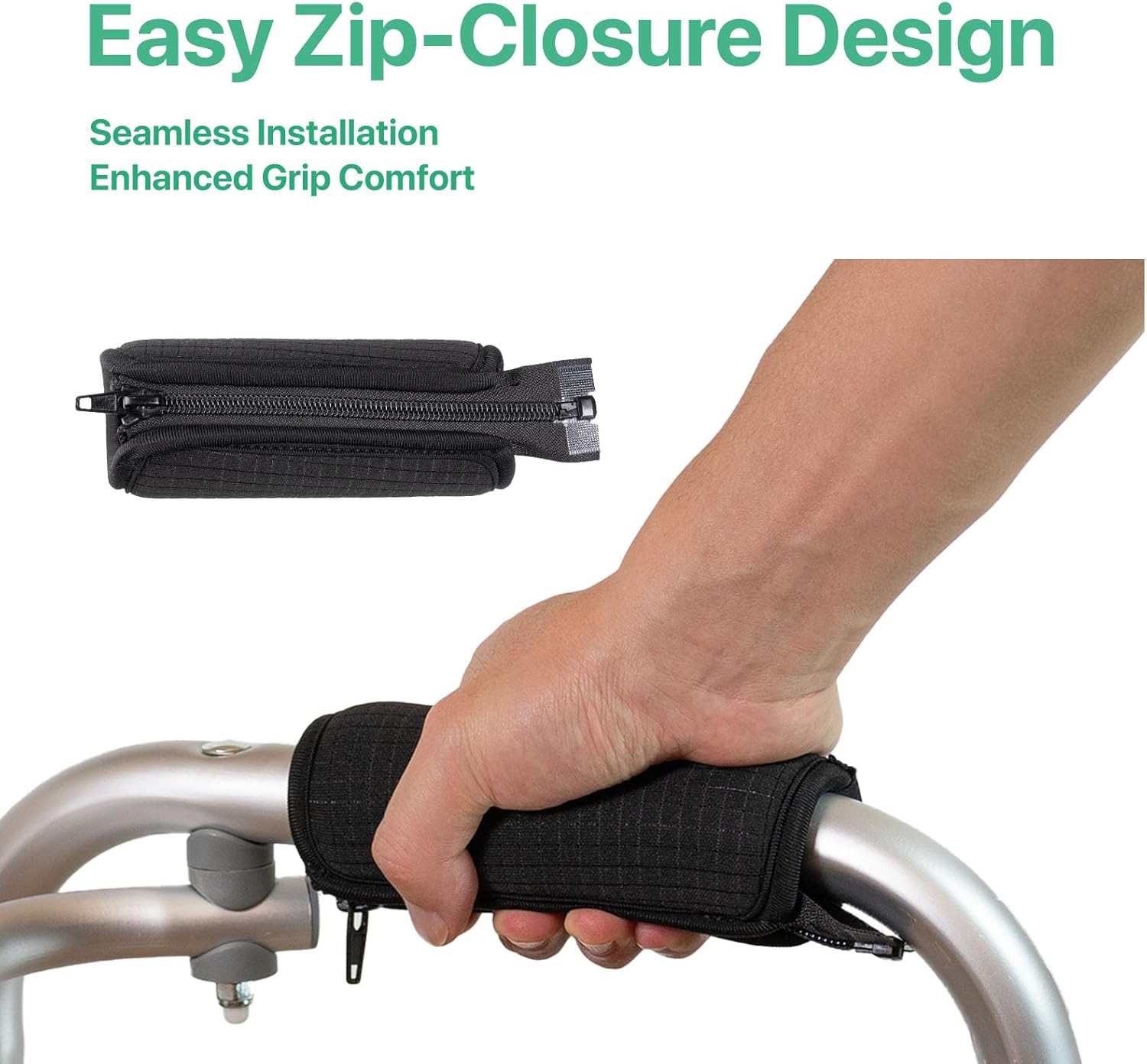 Cojines avanzados con cierre de cremallera para andadormango de muleta diseño antideslizante con tejido de buceo premium y espuma SBR para máxima