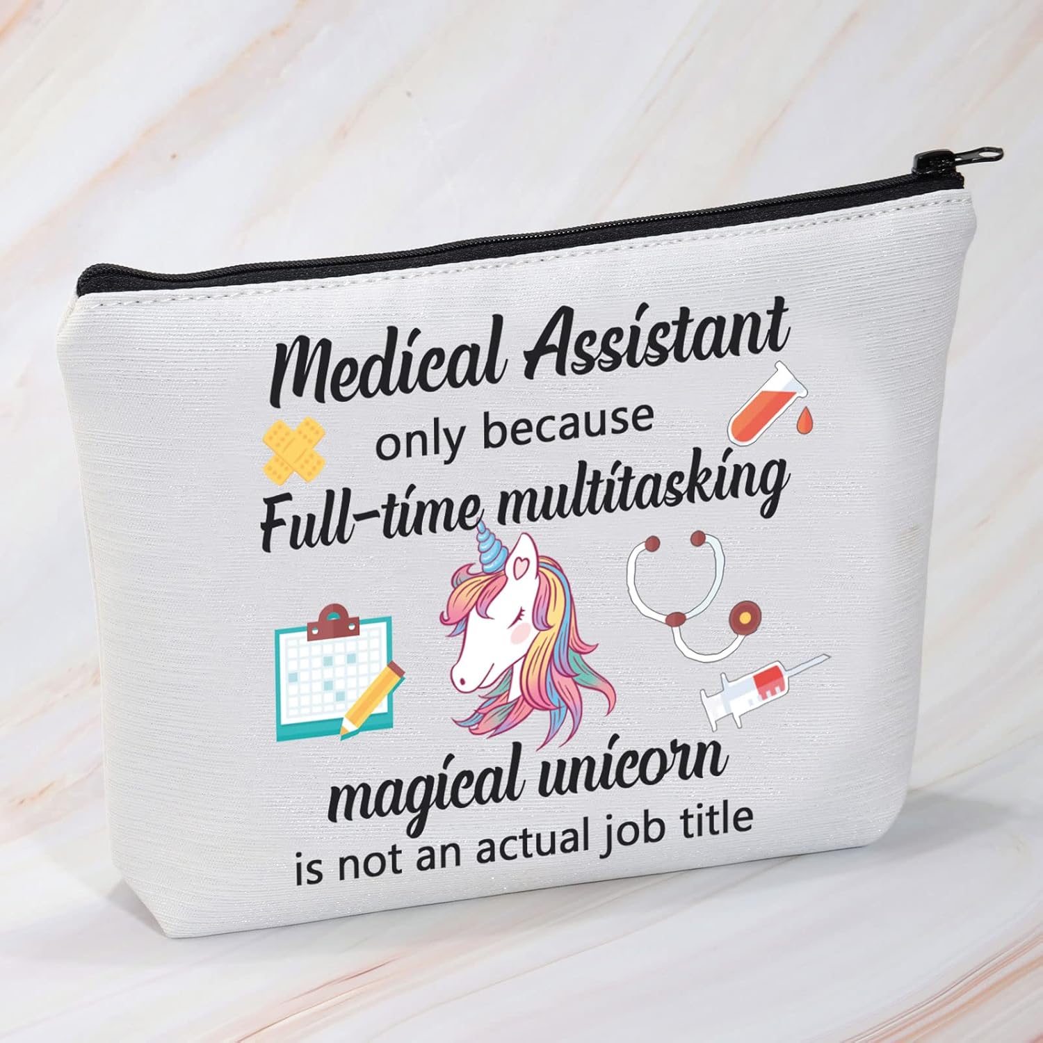 MBMSO Asistente médico bolsa de maquillaje MA regalo para enfermera, asistente médico, regalo de graduación, bolsa de cosméticos bolsa de unicornio,