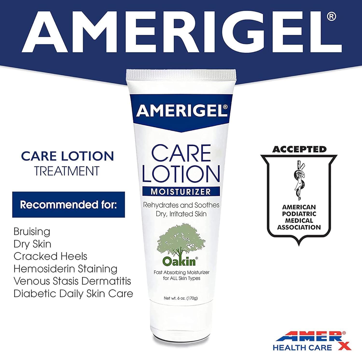 AMERIGEL Paquete de loción para el cuidado  Hidratante hipoalergénico (6 onzas) que rehidrata y calma la piel seca  Loción de cuidado para el