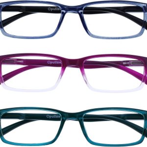 OPULIZE Gafas de lectura con bloqueo de luz azul, marco estrecho, bisagras de resorte para mejorar el sueño, computadora, juegos, hombres y mujeres OPULIZE Gafas de lectura con bloqueo de luz azul, marco estrecho, bisagras de resorte para mejorar el sueño, computadora, juegos, hombres y mujeres