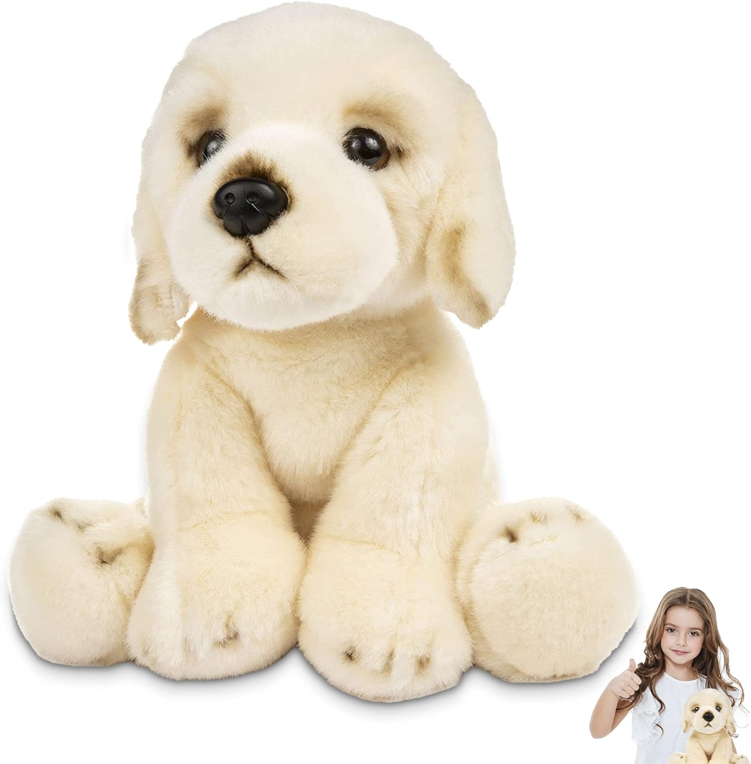 Cachorro Golden Retriever de 12 pulgadas, blanco, esponjoso, adorable, de felpa, súper tierno, gran idea de regalo para cualquier persona, perfecto