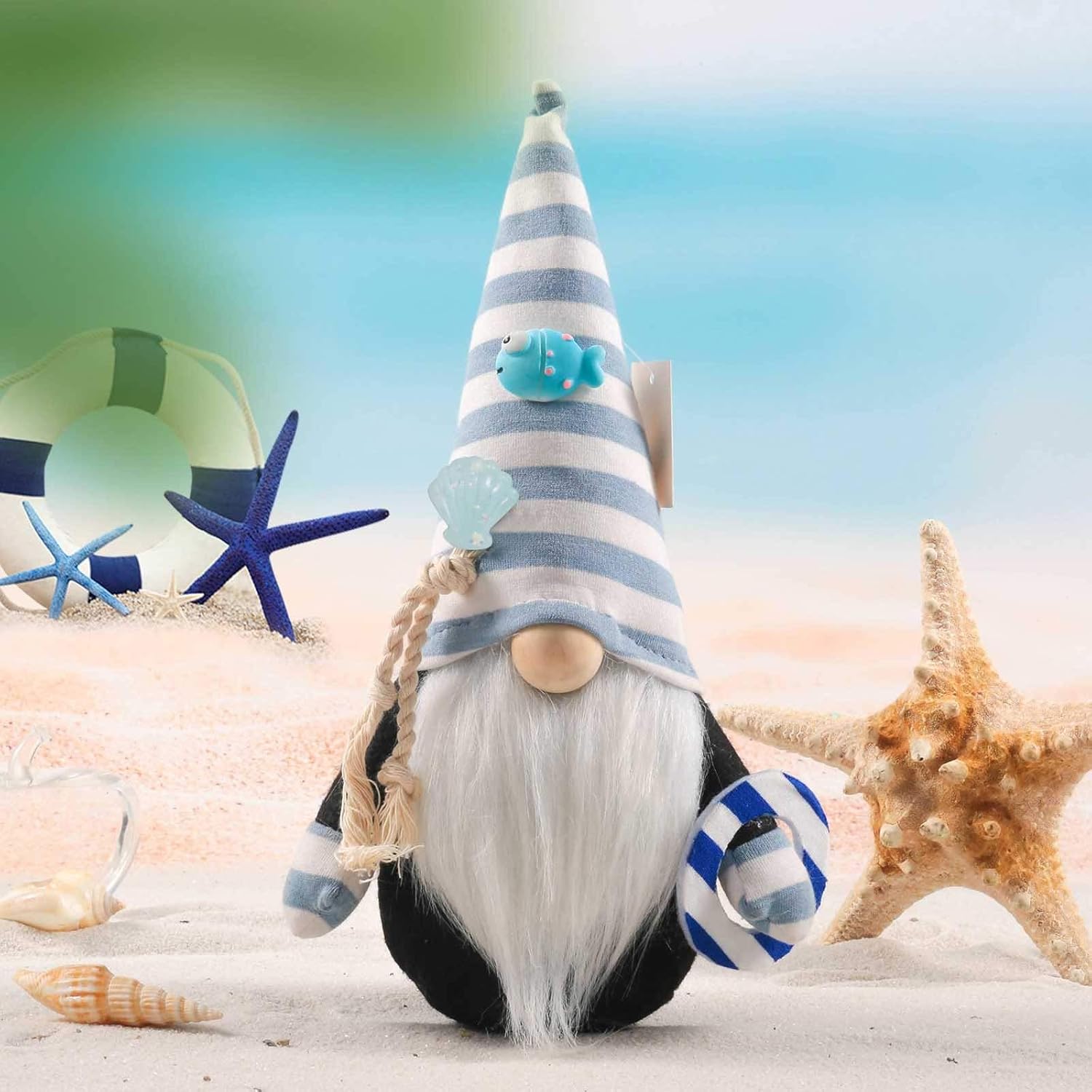 Decoraciones de peluche de gnomo sueco, gnomos del 4 de julio, gnomos sin rostro, festival azul profundo, muñeca náutica del océano,