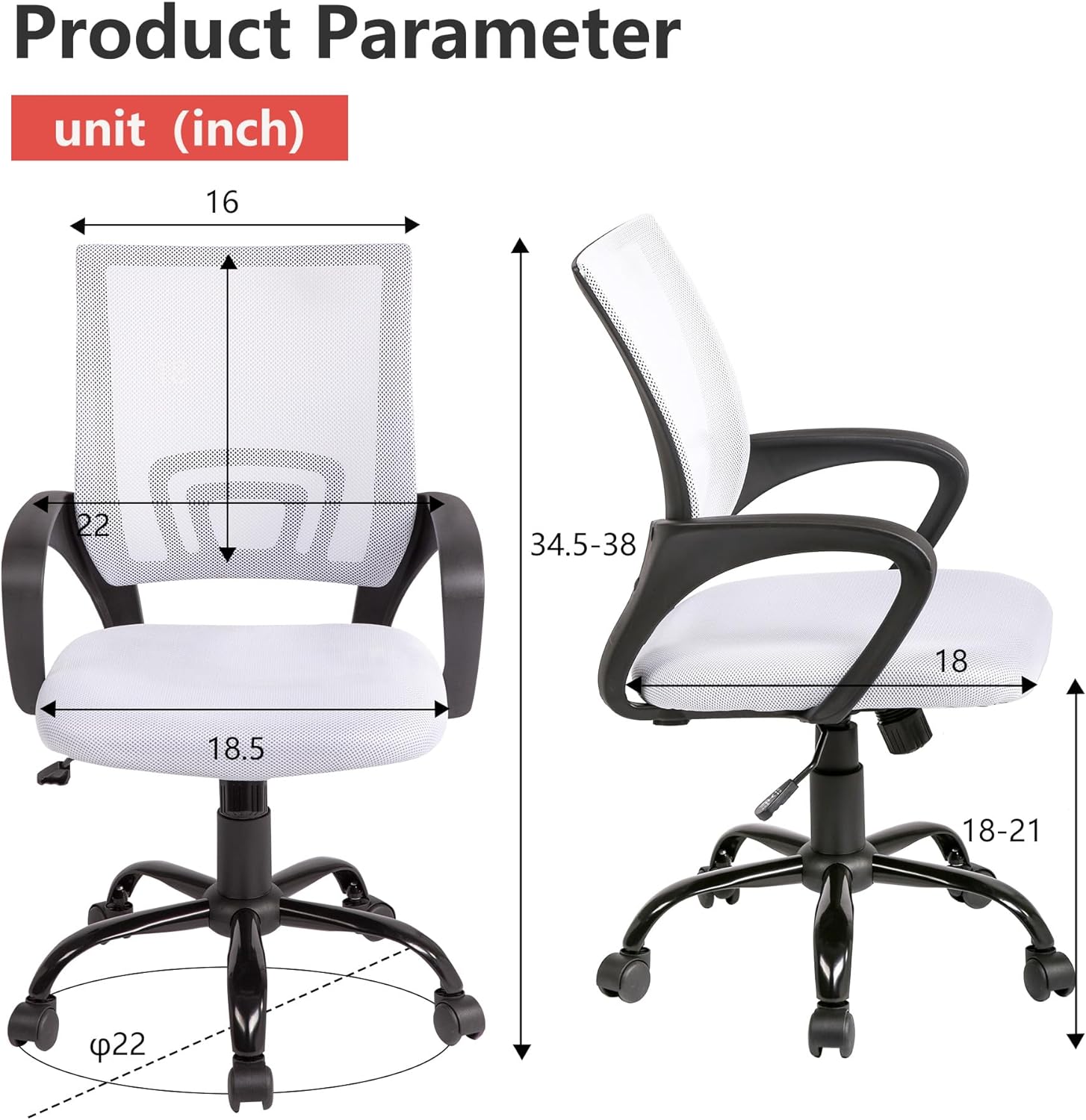 PayLessHere Silla de oficina, silla de computadora, ergonómica, silla de escritorio barata, ajustable, cómoda, con respaldo medio, silla giratoria