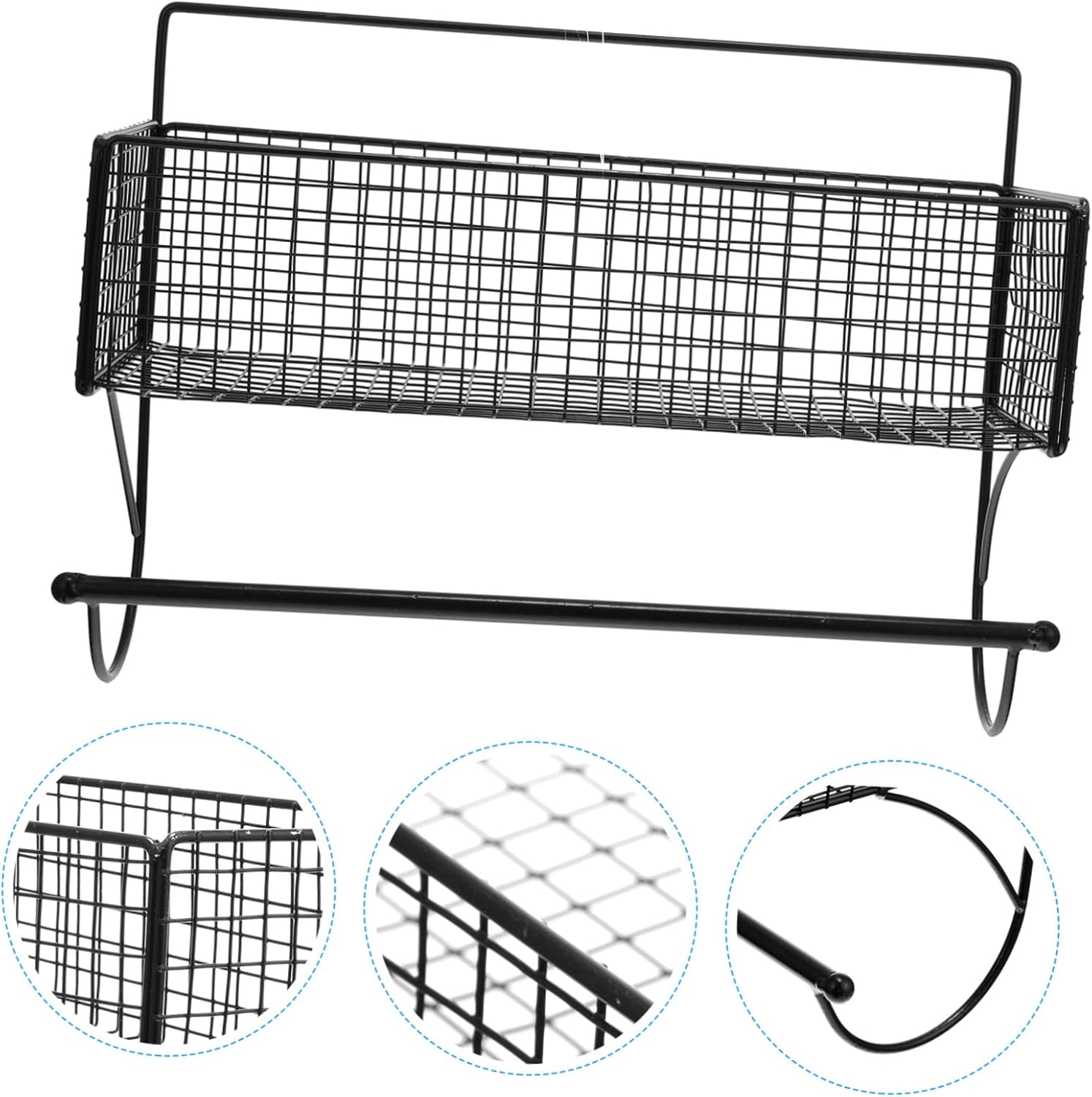 Cabilock Estante de almacenamiento para papel higiénico, estante de almacenamiento de baño, cesta de rejilla, organizador de pared, cesta