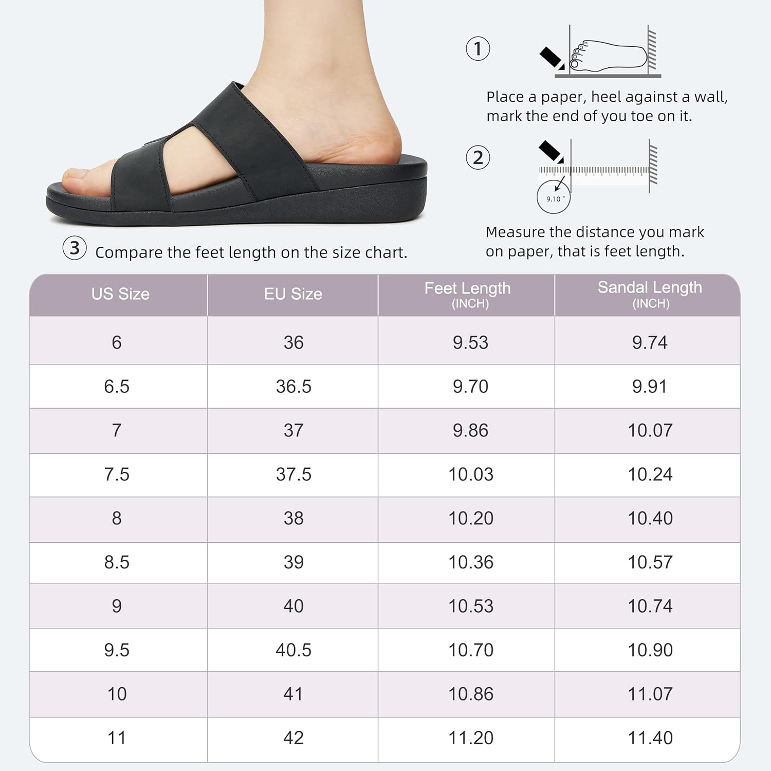 MEGNYA Cómodas sandalias para caminar para mujer, sandalias con soporte de arco para fascitis plantar, pies planos, sandalias informales con correa