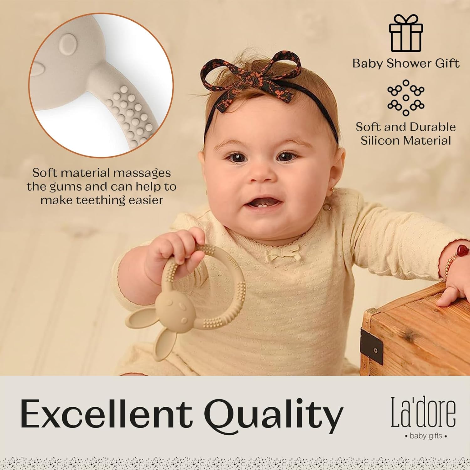 Juguetes de dentición de silicona para bebés de 0 a 6 meses, lindo alivio de la dentición en forma de animal, anillo de dentición fácil de limpiar,