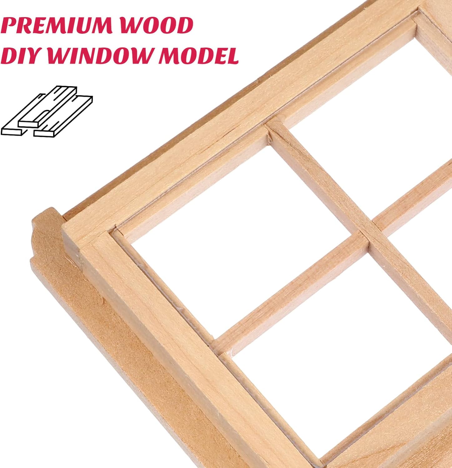 Toyvian Muebles de casa de muñecas Mini marco de ventana Modelo Pequeño marco de ventana de madera Muebles en miniatura Muñeca Mini ventana
