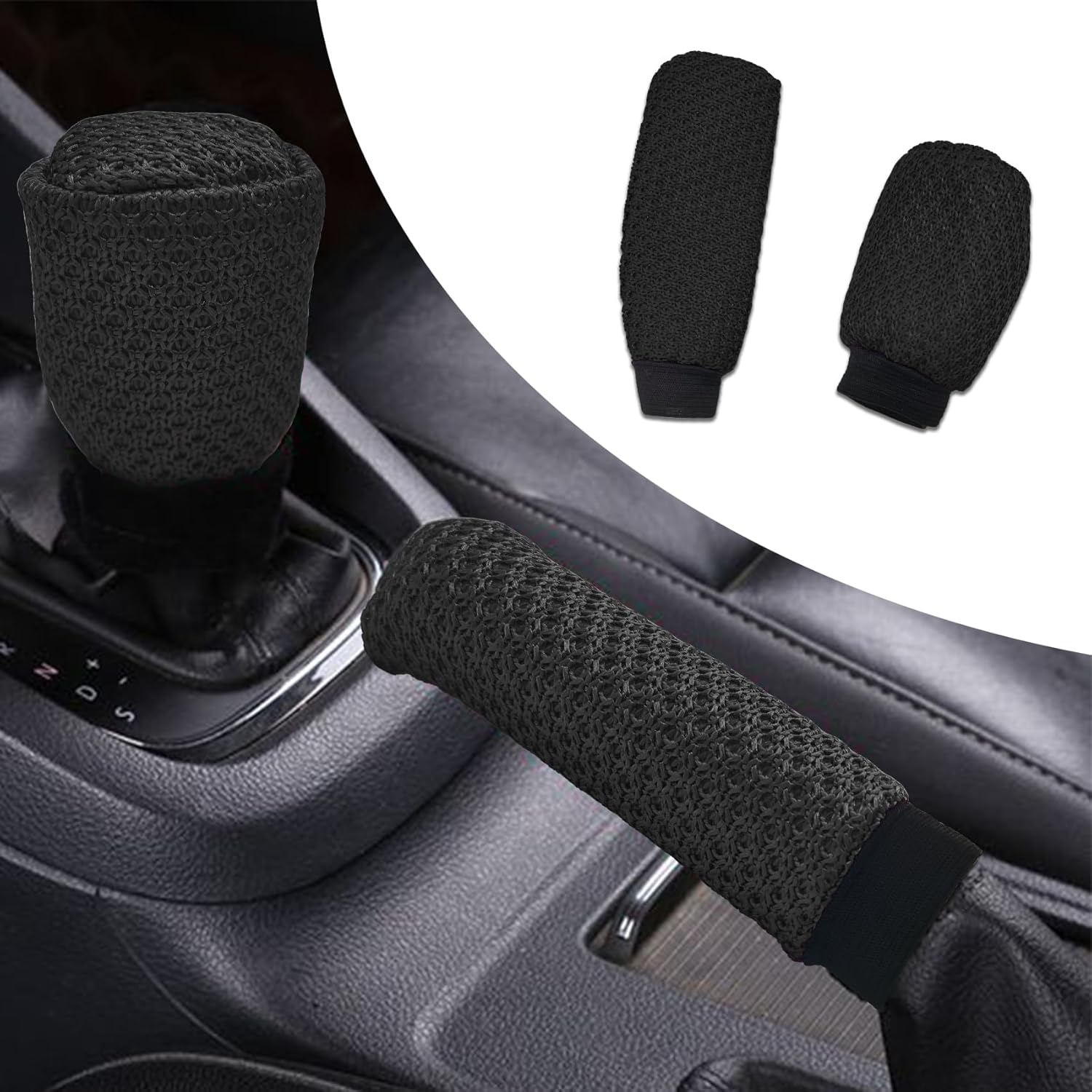 Funda para pomo de palanca de cambios y funda para freno de mano para automóvil, protector antideslizante para palanca de cambios de freno de mano,