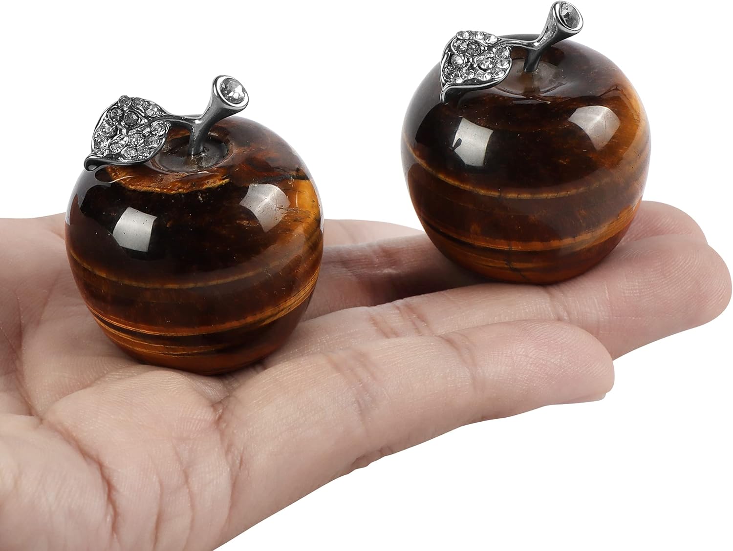 Artistone Pisapapeles de cristal de manzana, decoración artesanal de ojo de tigre, piedra curativa natural, figuras coleccionables de manzana para