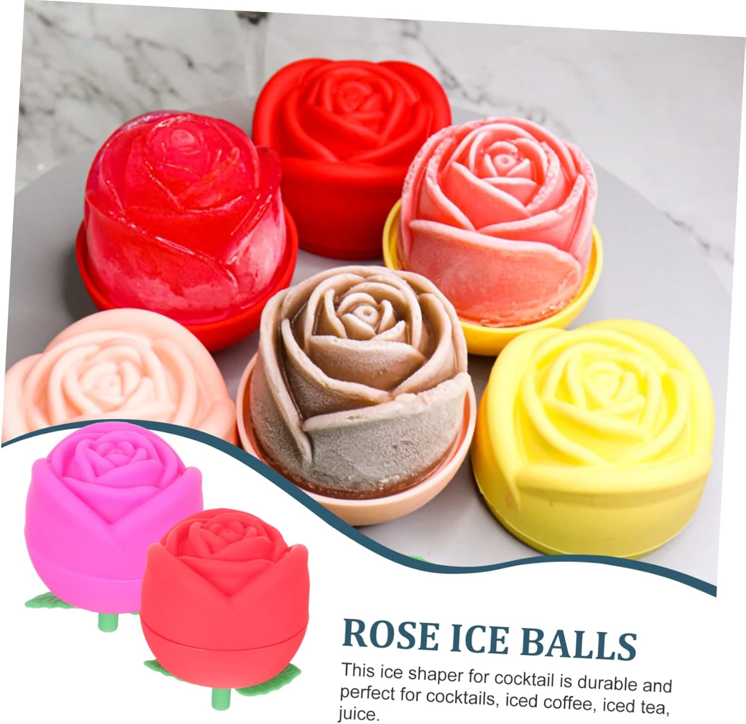 Zerodeko 4 Pcs Molde De Para Resina Sphere Mold Ice Cream Ball Maker Rose Ice Cube Mold Rose Fondant Molds Lidded Ice Making Molds Rose Chocolate