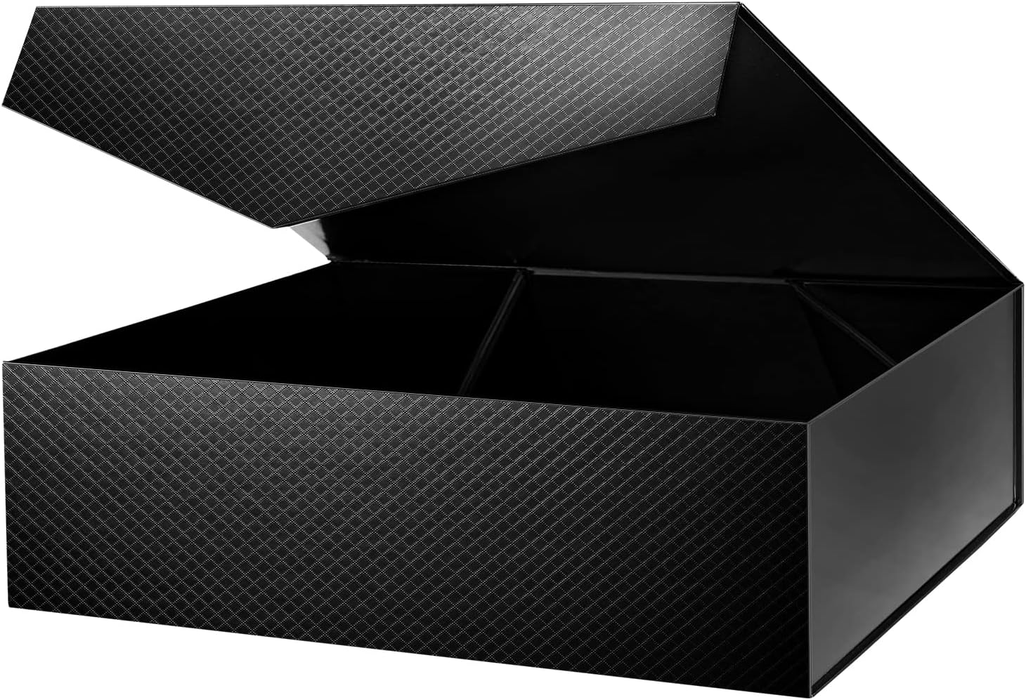 Caja de regalo extragrande, 16.3 x 14.2 x 5 pulgadas, caja de regalo negra para ropa y regalos grandes, caja de regalo con cierre magnético para