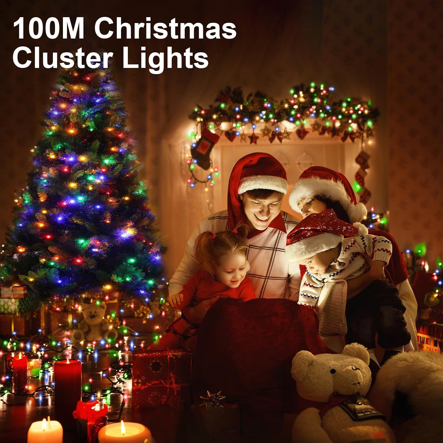 Guirnalda de luces de Navidad que cambian de color, 328 pies, 800 luces LED para árbol de Navidad para exteriores con 8 modos y temporizador,