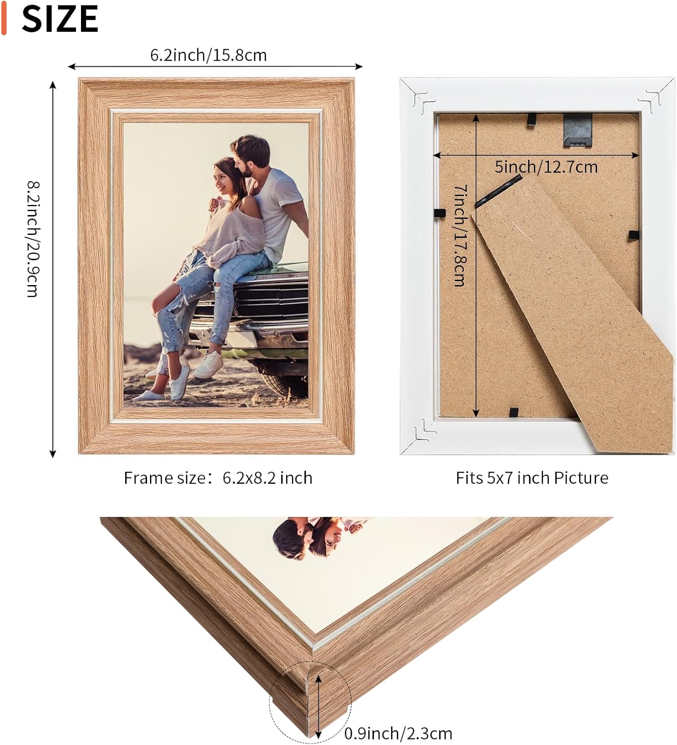 Juego de 4 portarretratos de madera de 5 x 7 pulgadas, para mesa o pared, para fotos, pinturas, paisajes, carteles, obras de arte, color marrón