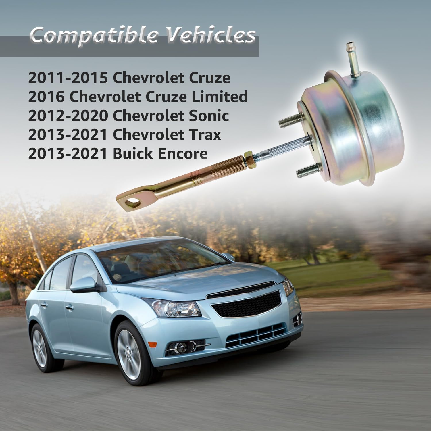 Kit de actuador de turbocompresor Wastegate con retenedores y tuercas compatible con Chevrolet Cruze 2011-2015, Cruze Limited 2016, Sonic 2012-2020,