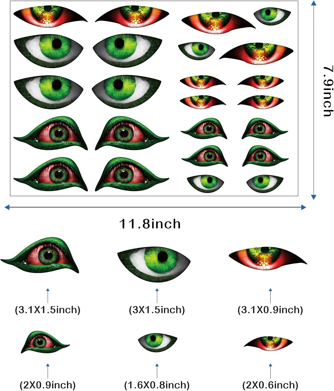 MESU Calcomanías de pared de Halloween que brillan en la oscuridad, calcomanías luminosas de mal de ojo, decoración de techo para habitación de