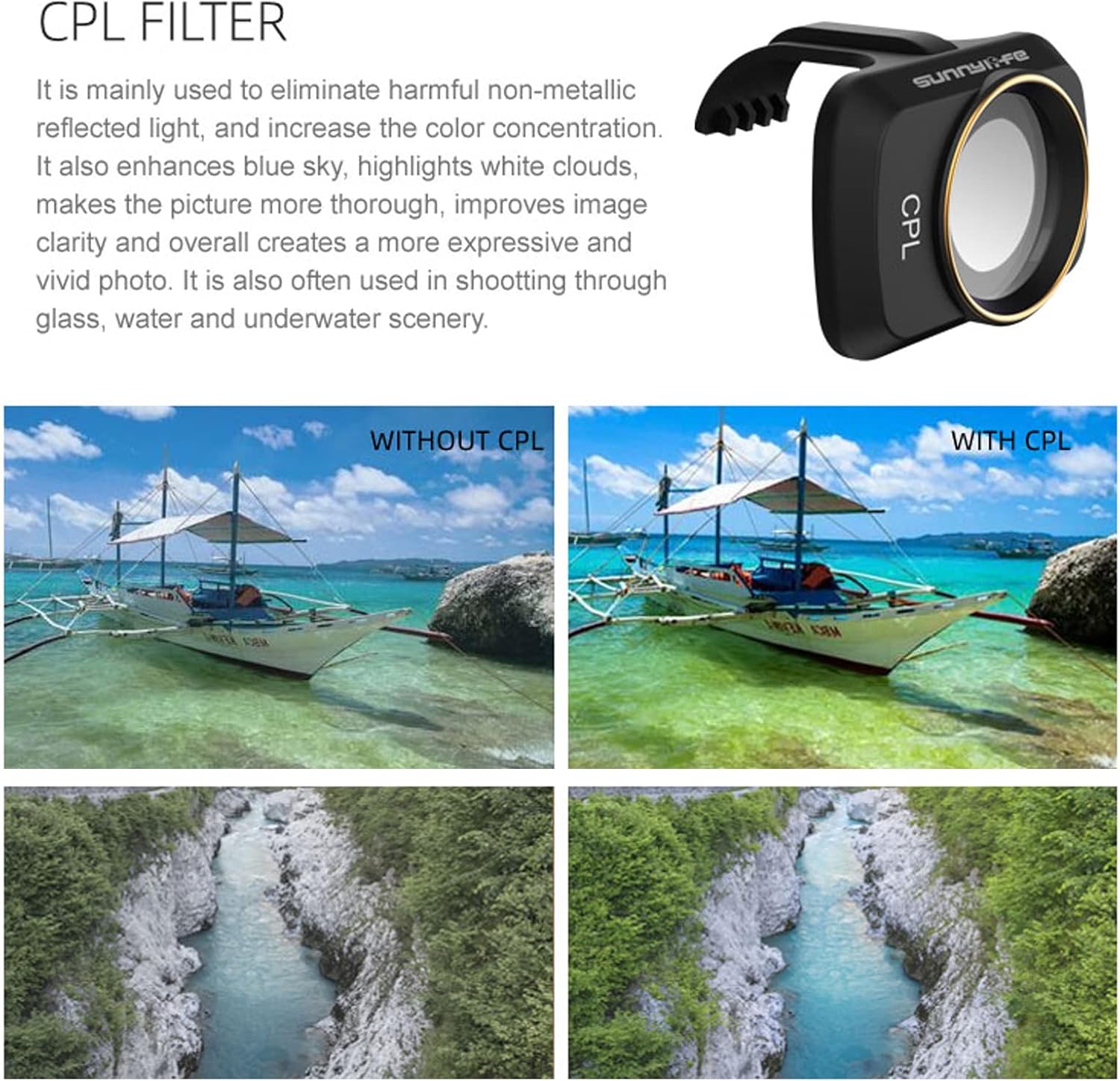 Kit de filtro ND para DJI Mavic Mini2MiniMini SE Drone, DJI Mini 2 kit de filtro de lentes, paquete de 6 (CPL, MCUV, ND4, ND8, ND16, ND32)
