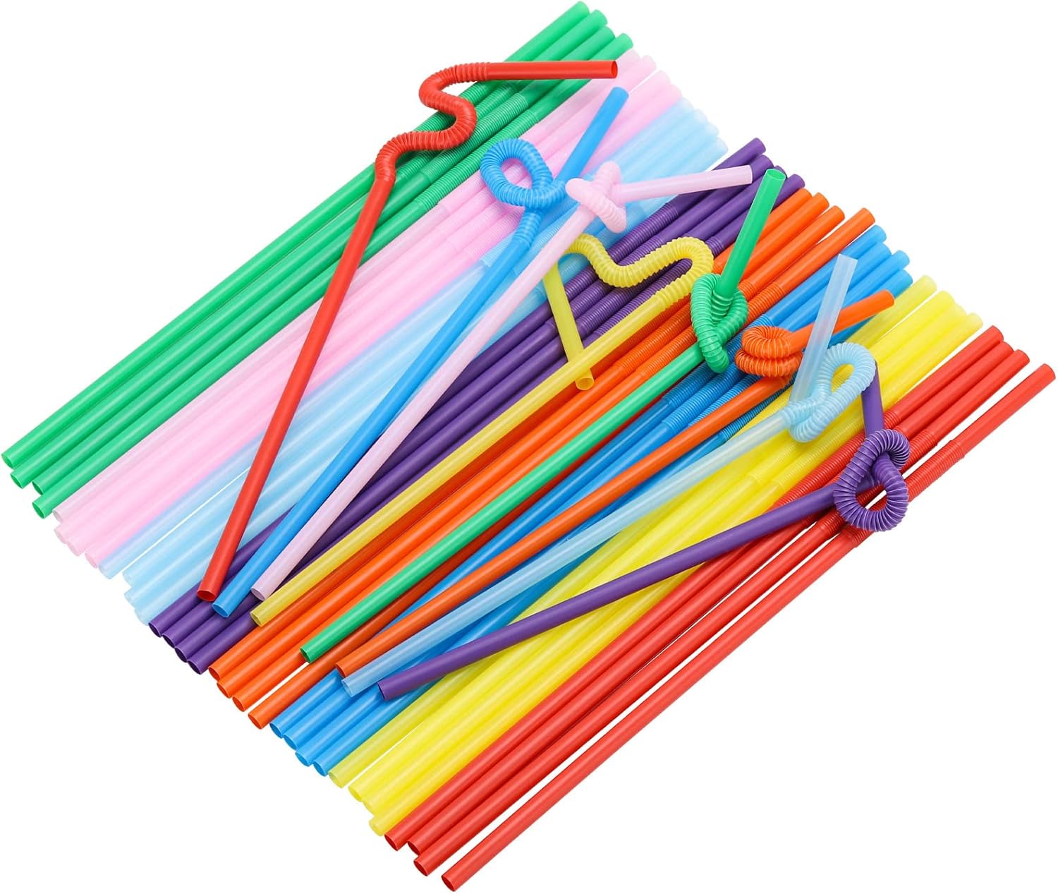 200 popotes flexibles de plástico para beber, paquete individual de 10.2 pulgadas, extra largas, coloridas, desechables, flexibles, para fiesta,
