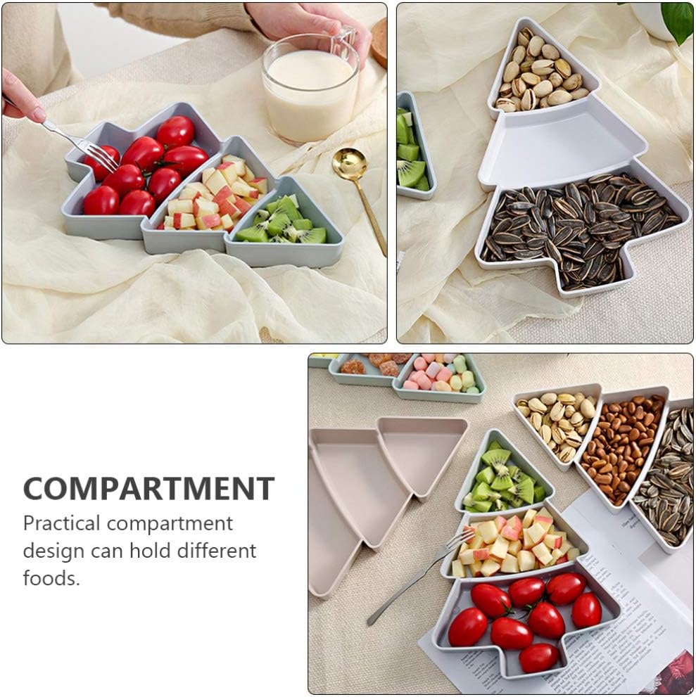Angoily 2 platos para servir árbol de Navidad, bandeja de plástico para servir Navidad, para entretenimiento, plato de servir alimentos para