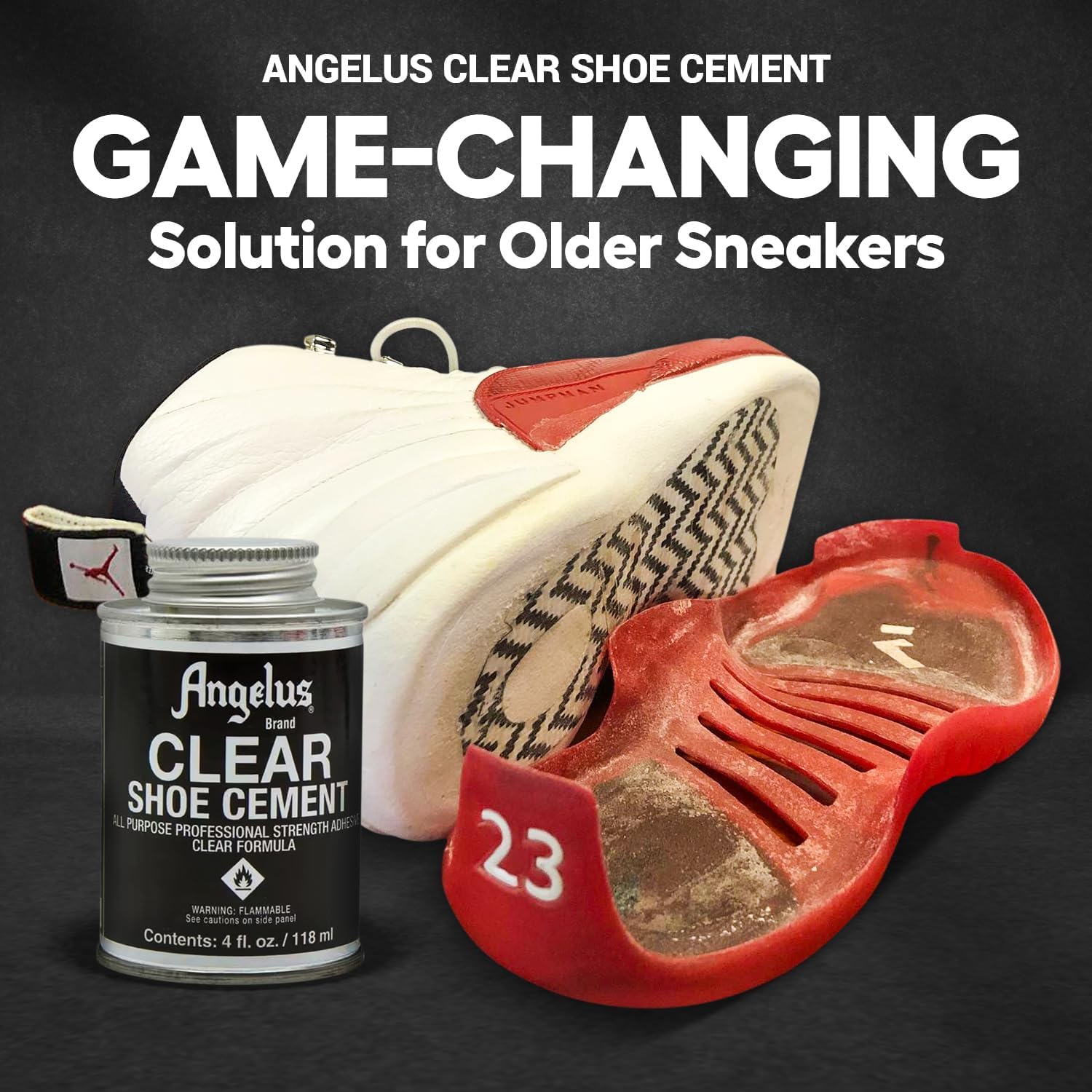 Angelus Cleaner Shoe Cement 4oz & Angelus Sole Bright Sneaker Fix Set Bundle, Claro