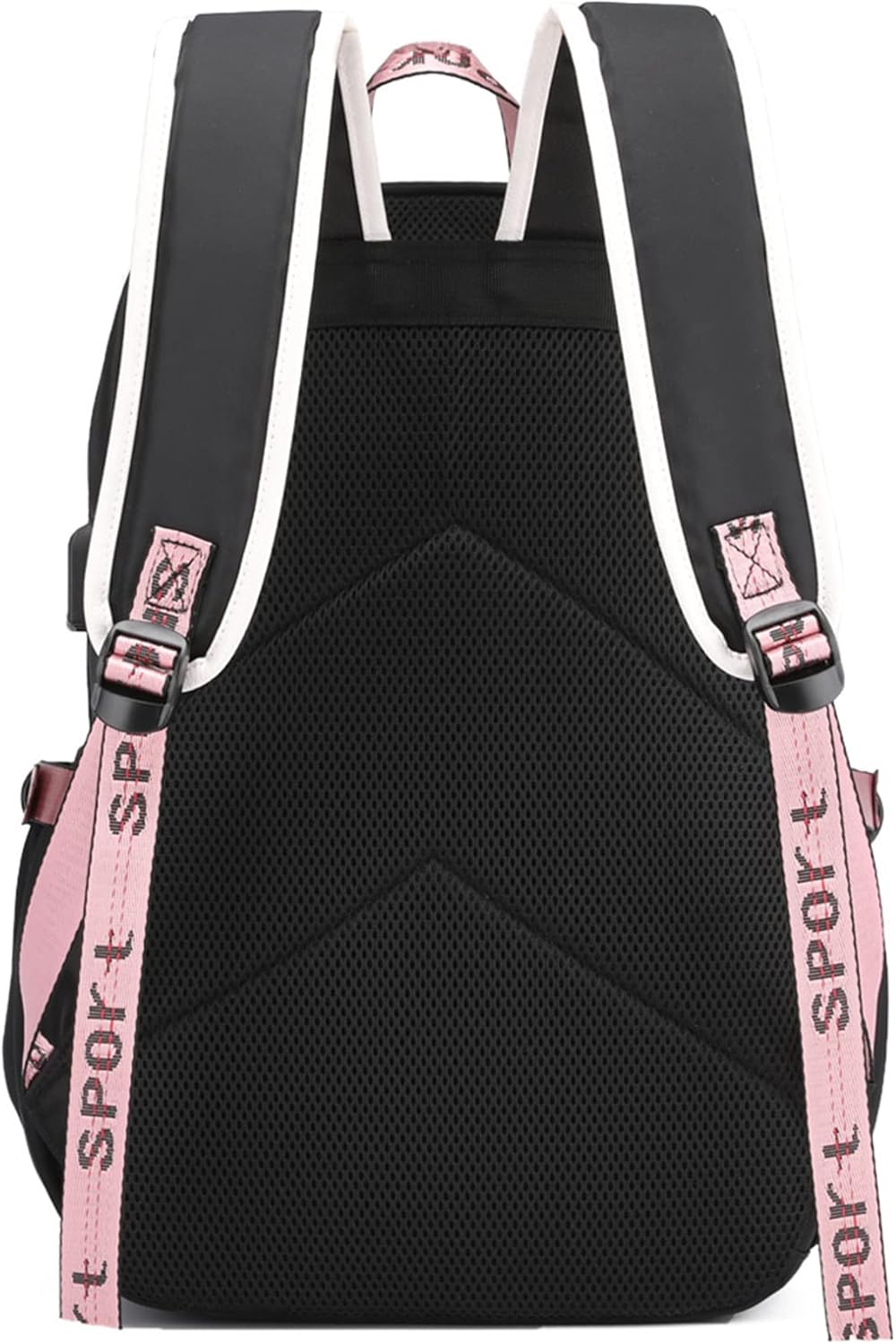 Bolsa de libros con puerto de cargador USB, bolsa casual para computadora portátil, mochila de viaje con gráficos de anime, blanco2, Mochilas Daypack