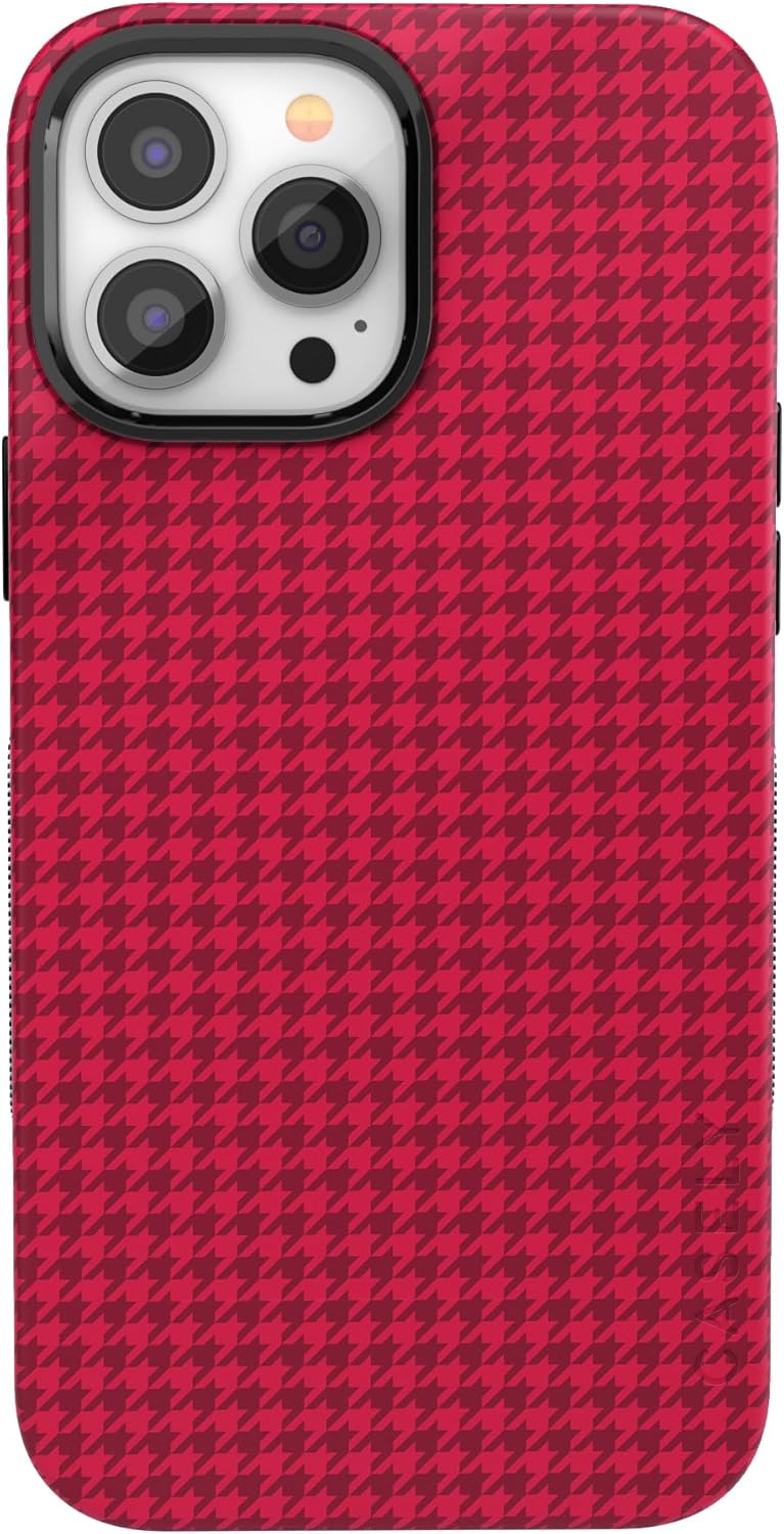 Casely Funda para iPhone 13 Pro Max  Compatible con MagSafe  Mejor vestido  Funda rosa de pata de gallo compatible con iPhone 13 Pro Max