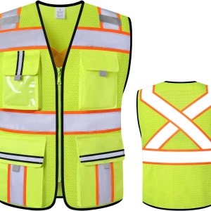 Chalecos de alta visibilidad clase 2 con cremallera frontal y 7 bolsillos, cumple con las normas ANSIISEA Chalecos de alta visibilidad clase 2 con cremallera frontal y 7 bolsillos, cumple con las normas ANSIISEA