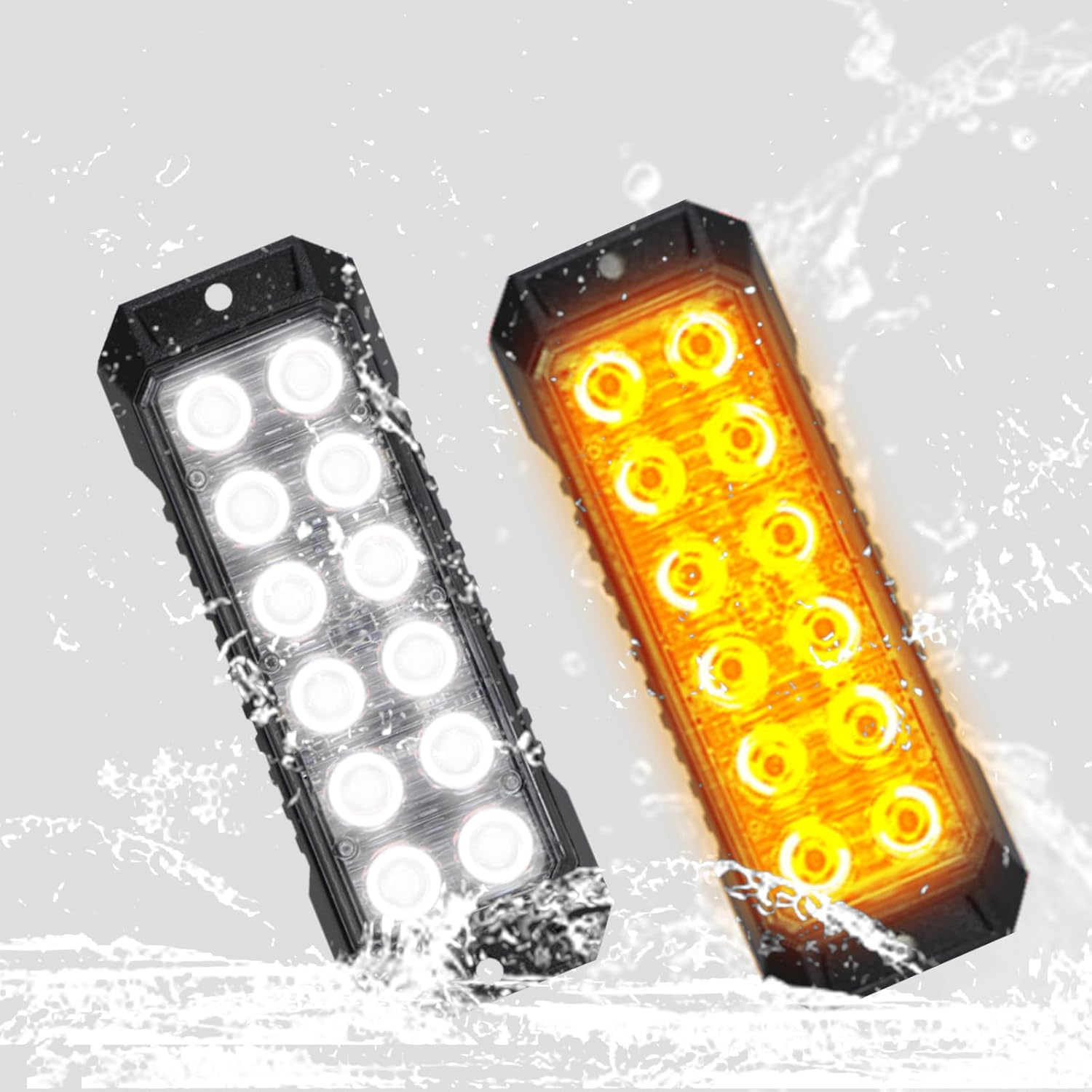 ADAURIS 12 luces LED estroboscópicas para camiones, luces de emergencia para vehículos, luces intermitentes ámbar, para vehículos, 12 V -24 V, súper