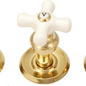 Kit de molduras de ducha. Se adapta a válvula de ducha de 3 manijas, se adapta a la ducha Delta sin lavadora, acabado de latón pulido, con asas Kit de molduras de ducha. Se adapta a válvula de ducha de 3 manijas, se adapta a la ducha Delta sin lavadora, acabado de latón pulido, con asas