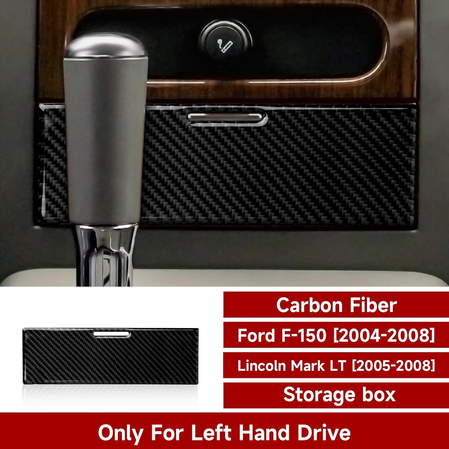 Caja de almacenamiento de automóvil, cubierta adhesiva de fibra de carbono, decoración para Ford F150 (2004-2008)  Lincoln Mark LT (2005-2008),