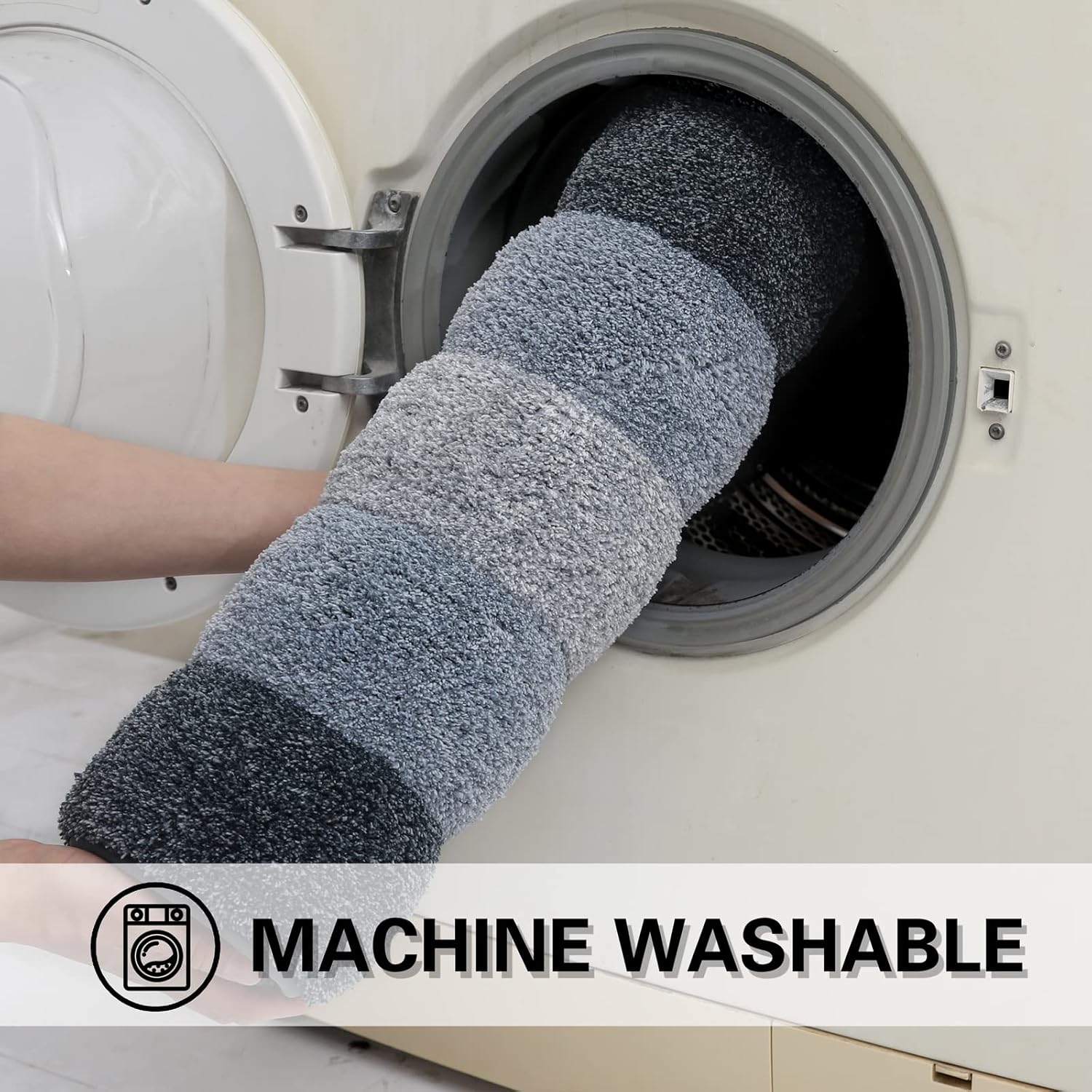 WAMRLY – Alfombras de baño de poliéster extrasuave, absorbentes de agua, alfombras peludas de felpa antideslizantes, lavables a máquina, para baño