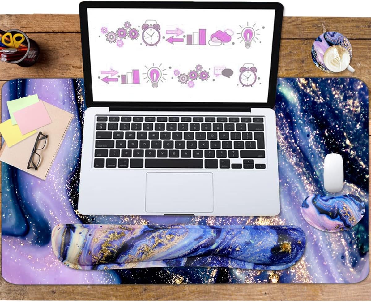 Alfombrilla de mouse grande 4 en 1 para juegos y reposamuñecas para teclado, almohadilla de escritorio para teclado y mouse, alfombrilla de