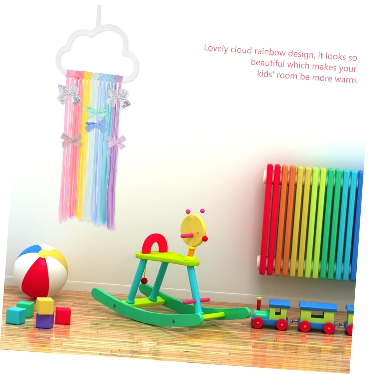 Abaodam Organizador de lazo de adorno de arco iris para niñas, clips de lazos para el pelo, decoración de dormitorio de niños, organizador de lazos