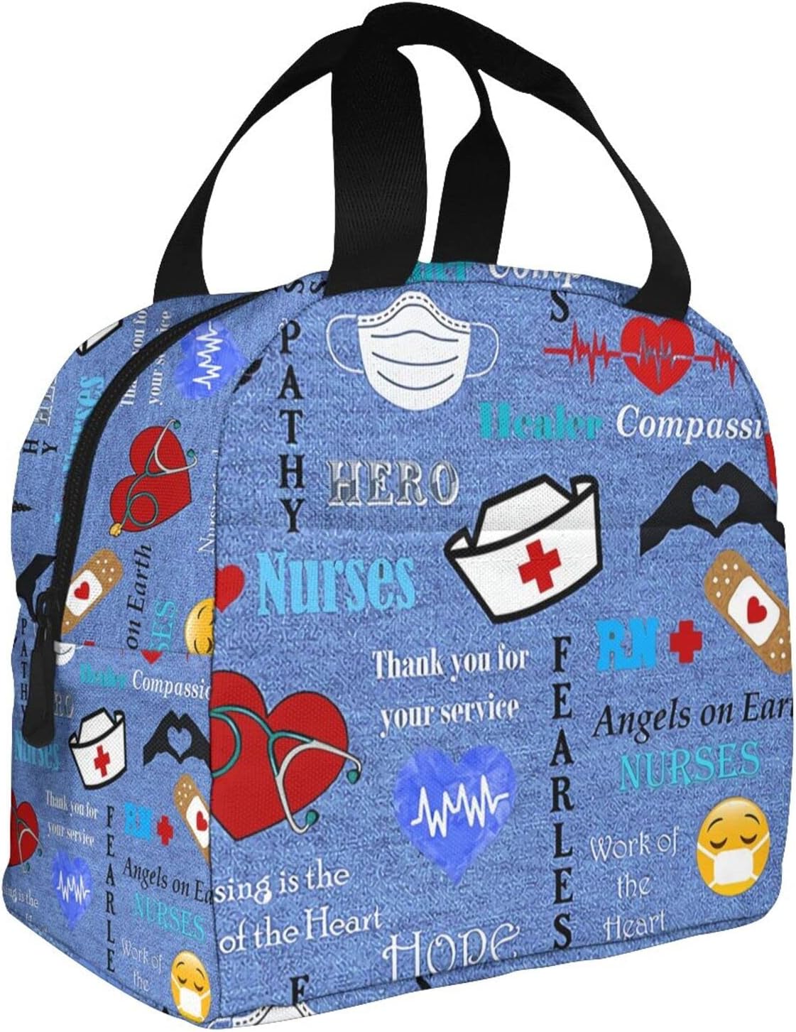 Bolsa de almuerzo con temática de enfermera para mujer, bolsa de mano aislada, reutilizable, hielera para el trabajo, picnic, viajes, talla única