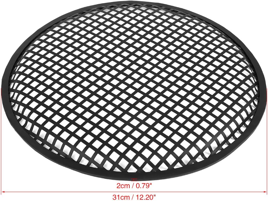 X AUTOHAUX Cubierta de altavoz de audio de coche negro de 12 pulgadas de malla metálica Subwoofer Grill Horn Guard