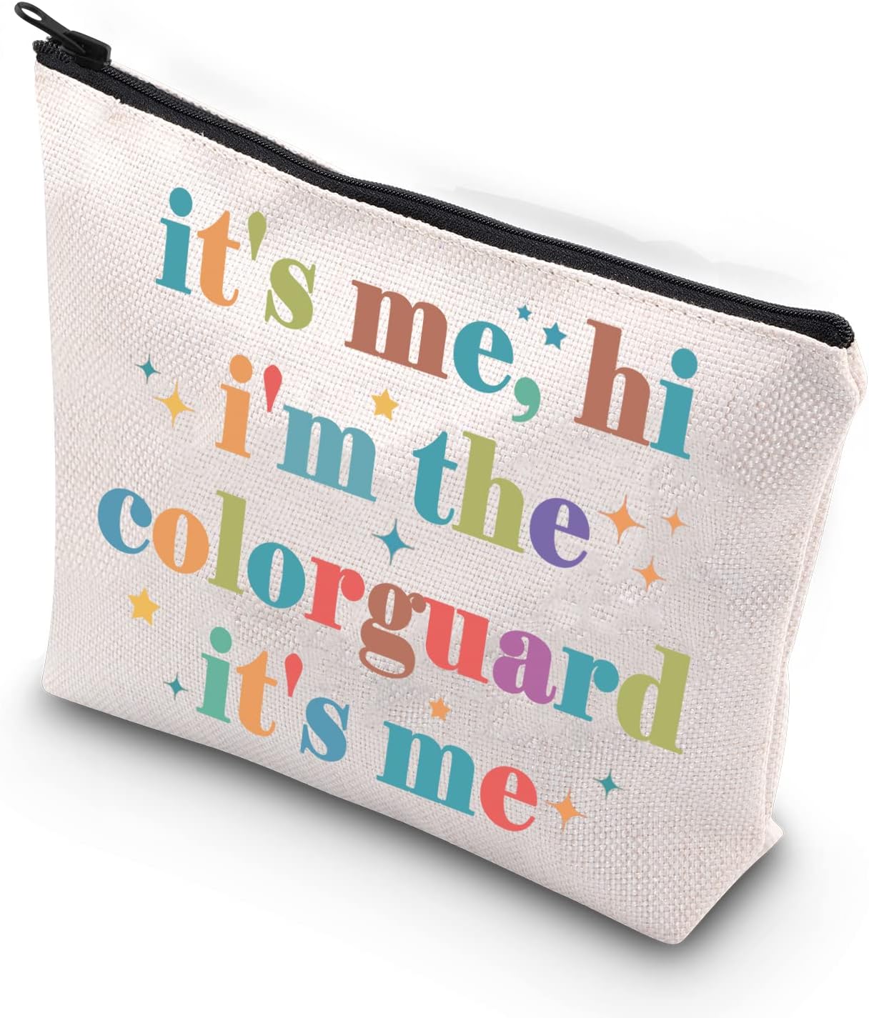 TSOTMO Bolsa de maquillaje con protector de color It’s Me, Hi I’m The Color Guard It’s Me Bang Bandera de Banda de Marcha de Regalo, Beige,