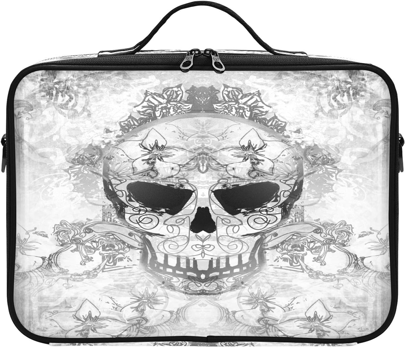 Day Dead Skull Happy Halloween Floral Ornament cosmetic drawstring bag travel make up makeup bag zipper makeup bag with dividers neceser de viaje
