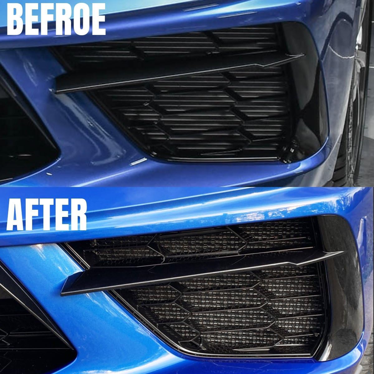 2 protectores de radiador exterior frontal, rejilla de ventilación de aluminio, cubierta protectora de panal de abeja para Corvette C8 C8 .R 2020