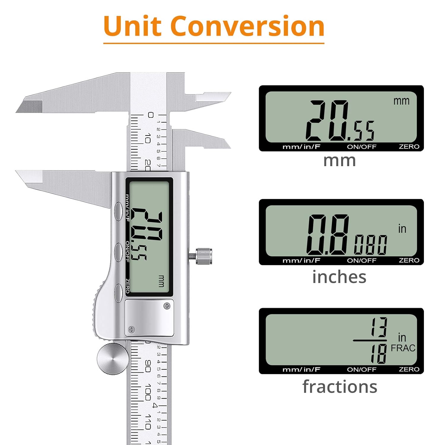 Neoteck Juego de calibrador digital de 8 pulgadas y calibrador de espesor, de acero inoxidable, herramienta de medición de pinza Vernier