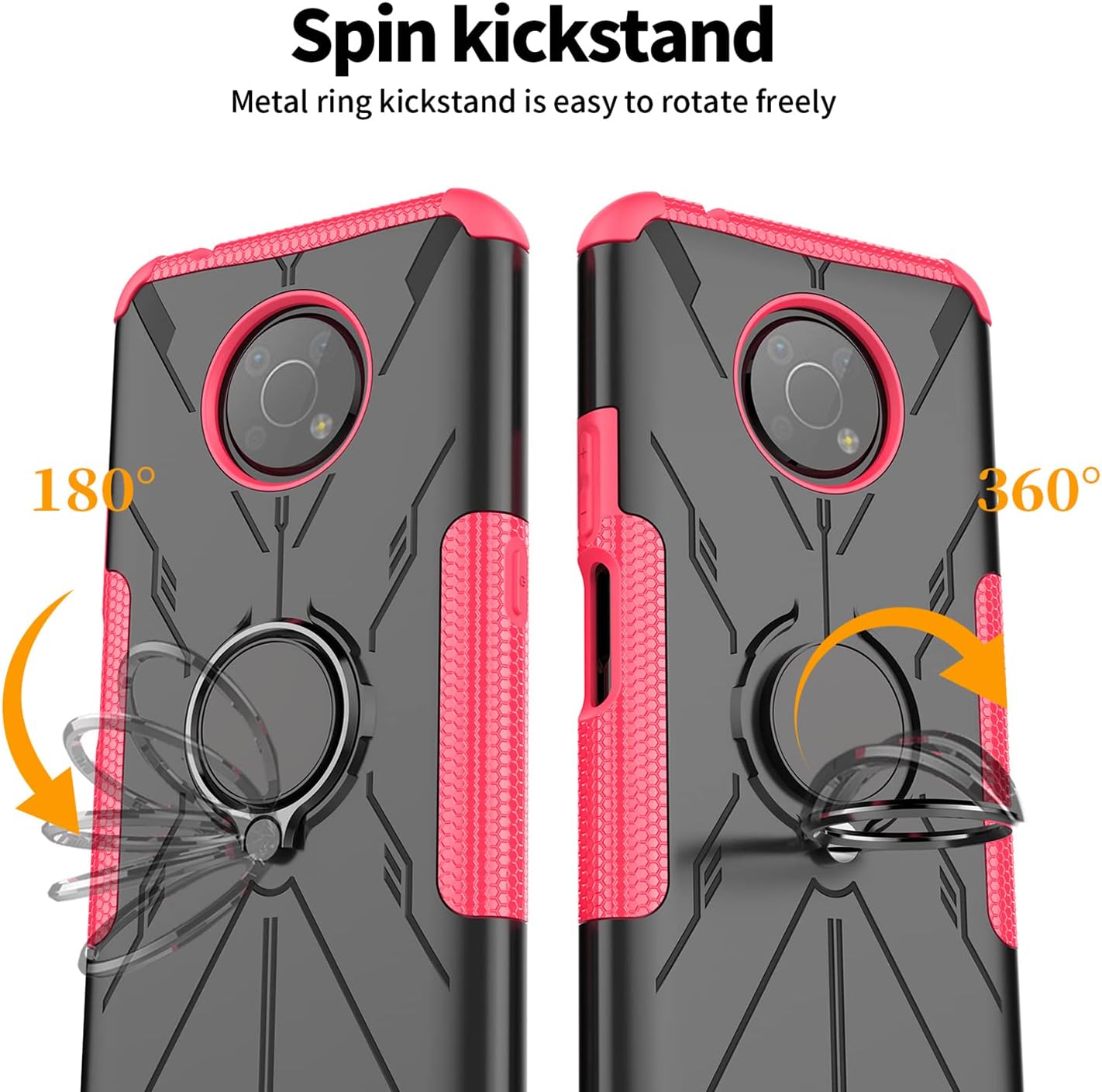TJS Funda compatible con Nokia G300 5G de 6.5 pulgadas (N1374DL), anillo de metal, soporte magnético, función atril, resistente contra caídas (negro)