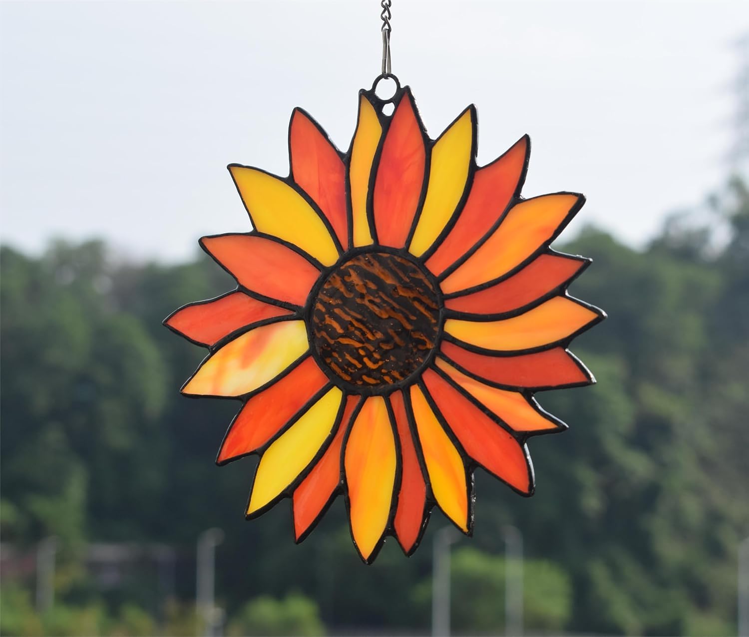 Lolitarcrafts Atrapasoles de girasol, regalos de flores de sol, colgantes de vidrieras para mamá, abuela