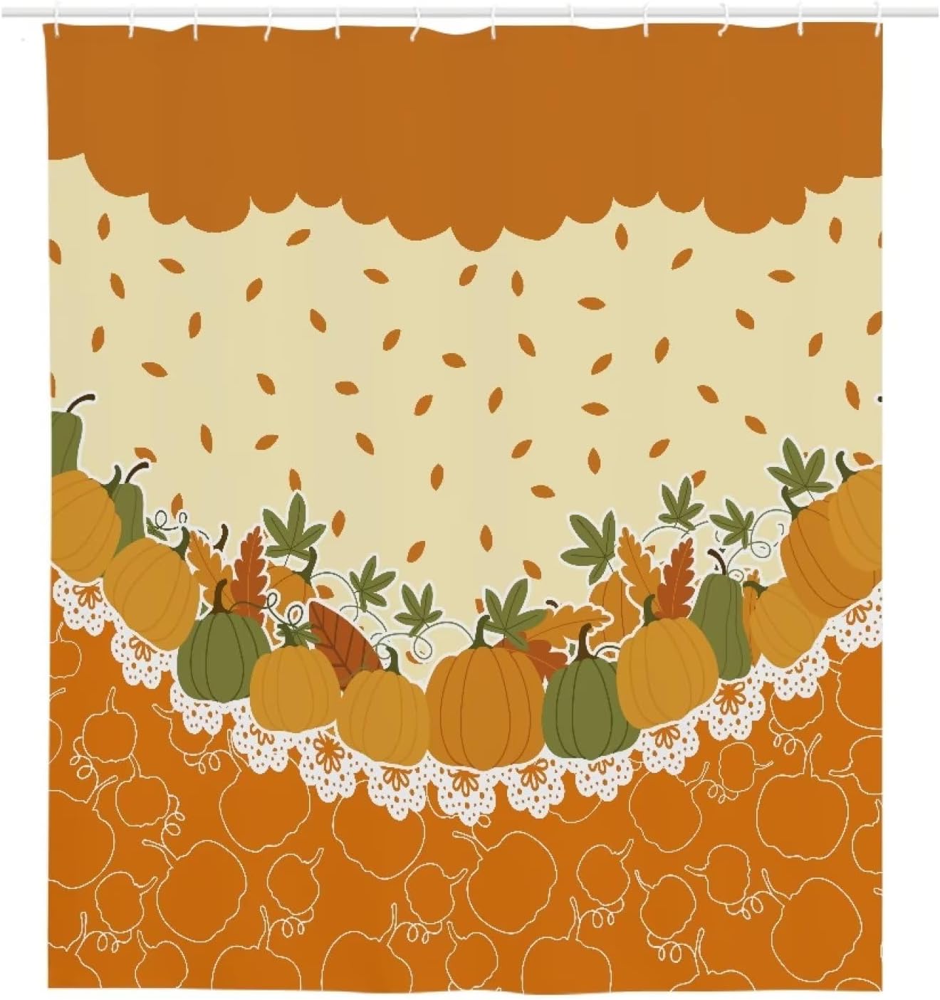 Cortina de ducha de Acción de Gracias, hojas de calabazas de otoño, peso ligero, duradero, liso, forro de cortina de baño, decoración de otoño