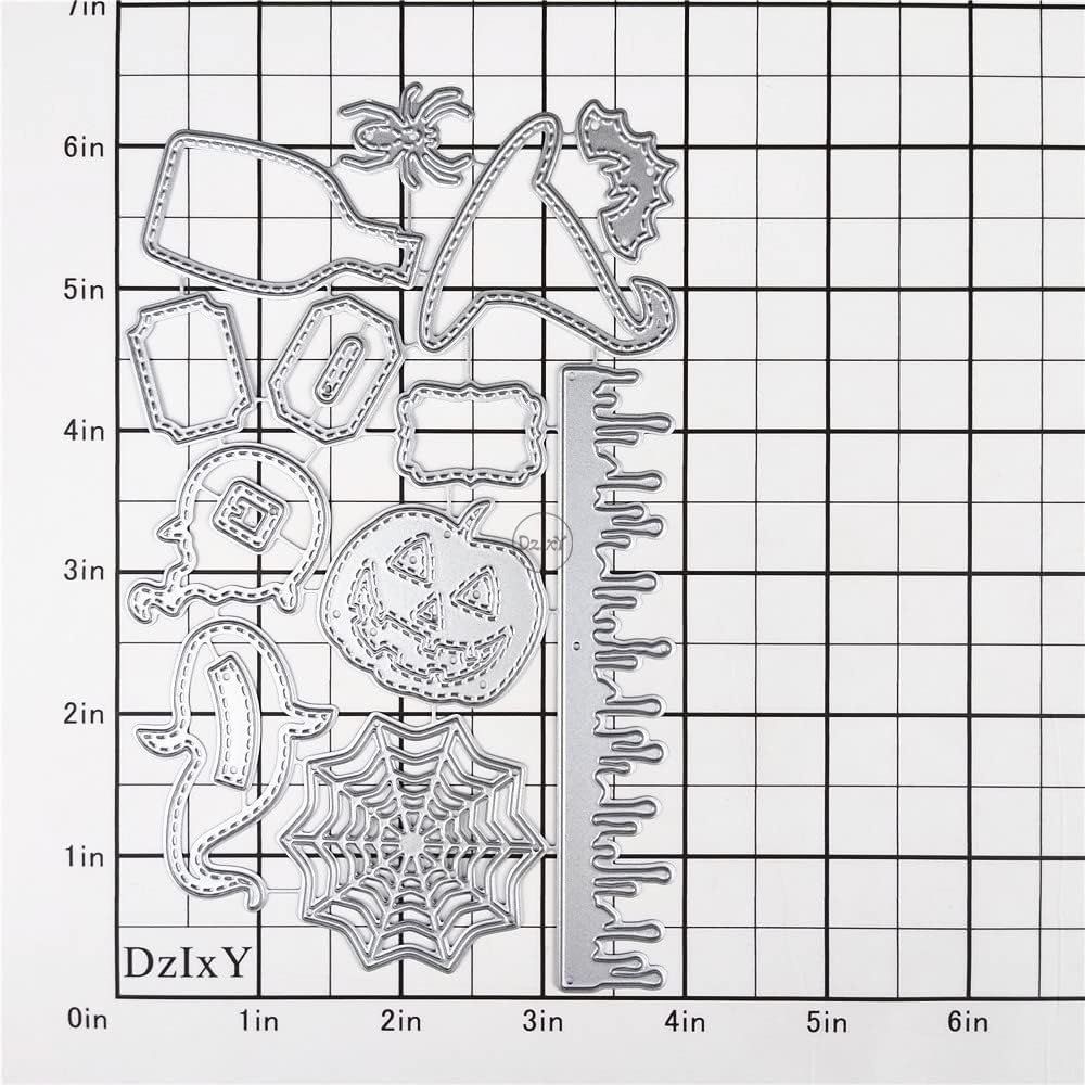 DzIxY Troqueles de corte de metal de calabaza fantasma de Halloween para hacer tarjetas, juegos de troqueles de papel para grabar, álbum, plantillas